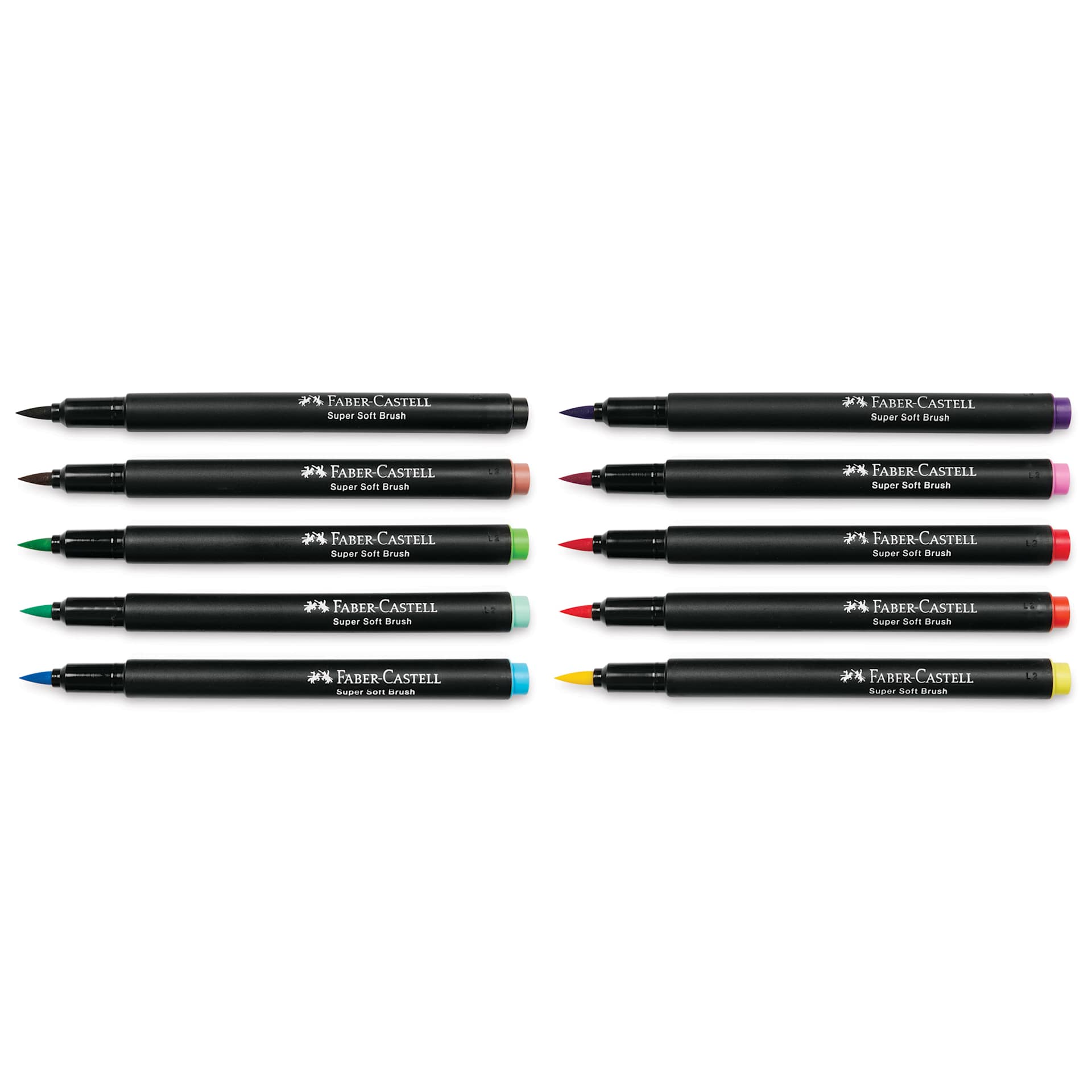 Faber-Castell Black Edition Brush Pens - Assorted Colors, Set of 10, markers with caps off