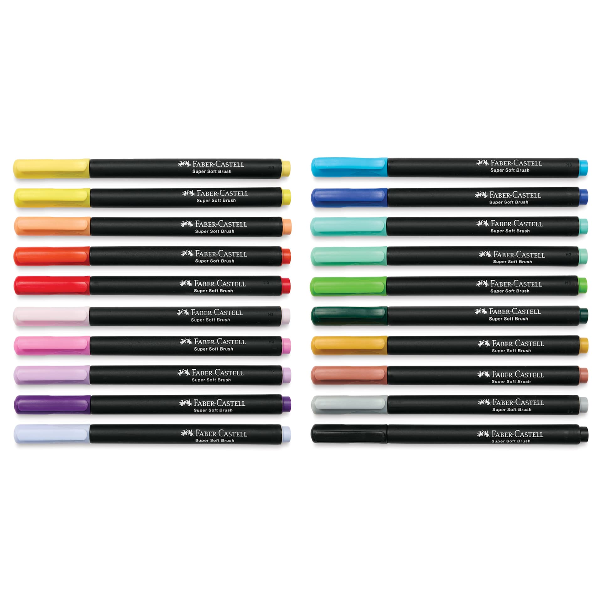Faber-Castell Black Edition Brush Pens - Assorted Colors, Set of 20, markers with caps on