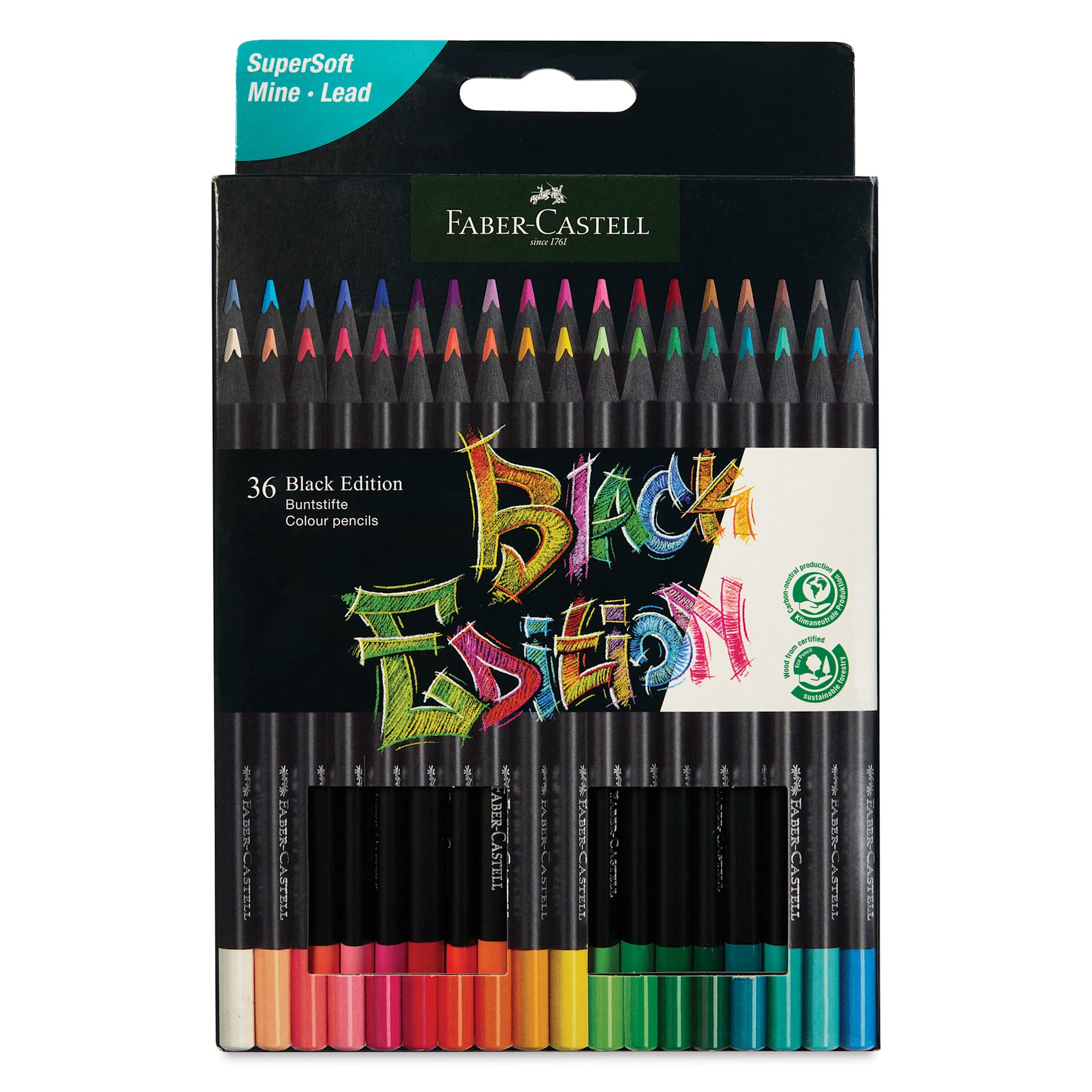 Faber-Castell Black Edition Colored Pencils - Assorted Colors, Set of 36, front of the packaging