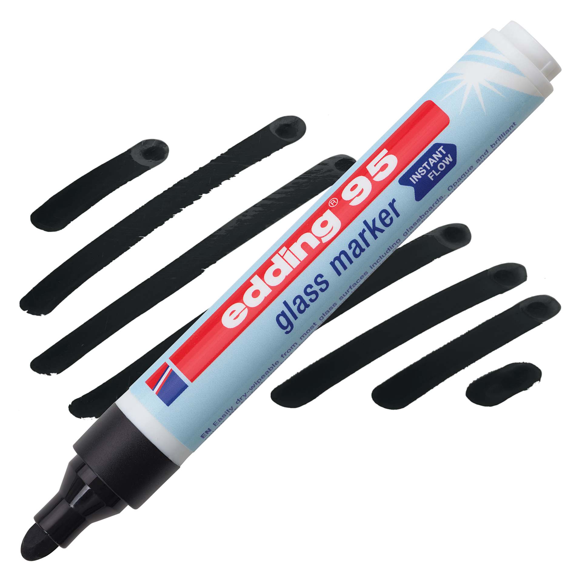 Edding 95 Glass Marker - Black, marker and swatch