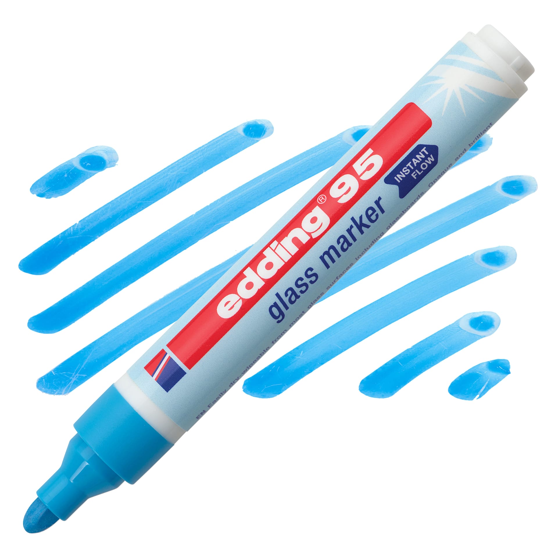 Edding 95 Glass Marker - Light Blue, marker and swatch