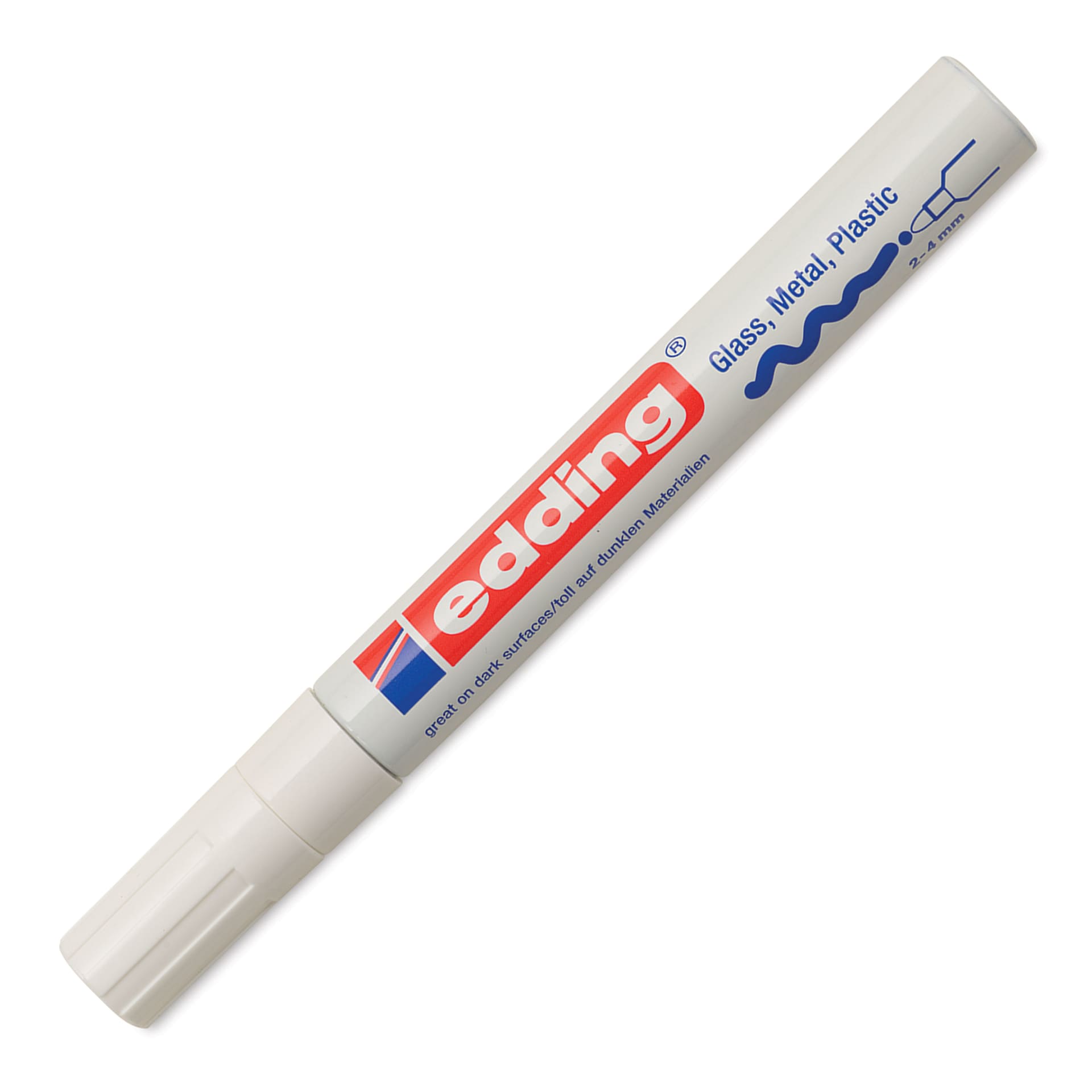 Edding Gloss Paint Marker - White, Round Nib, 2-4 mm, cap on