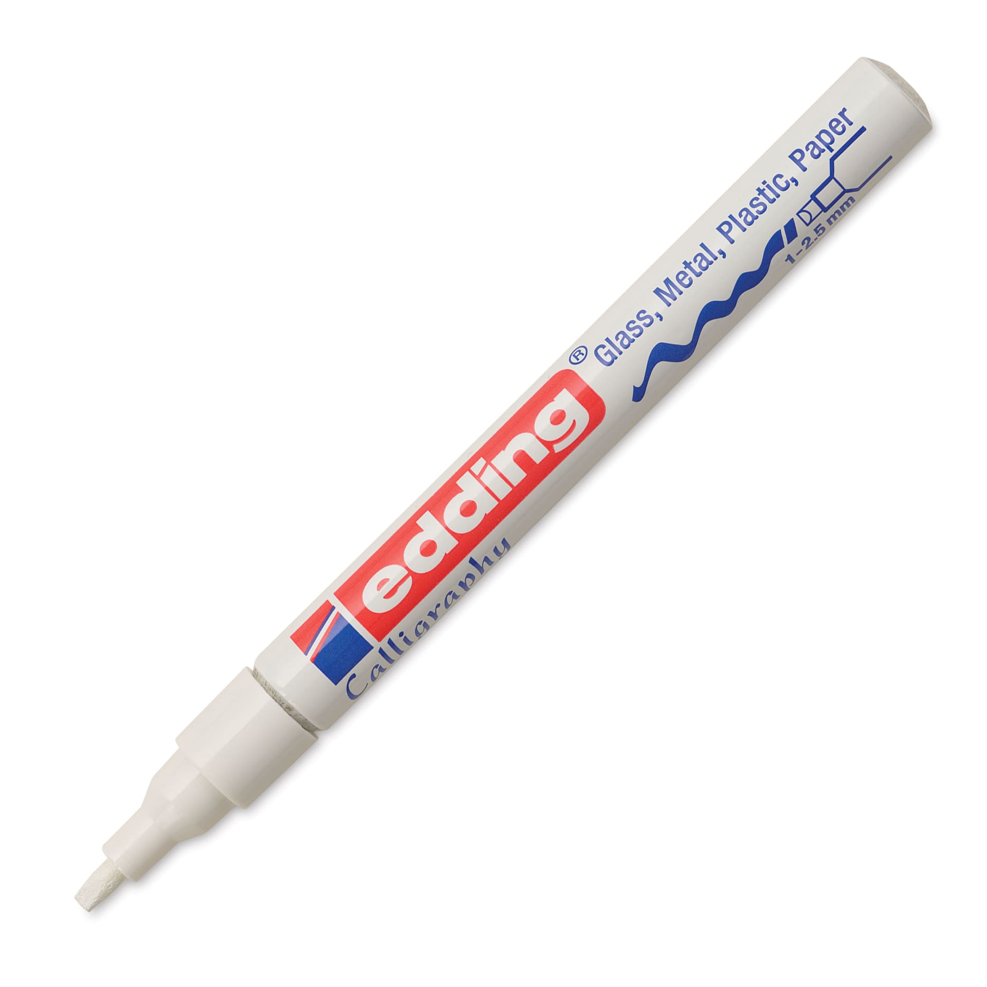 Edding Gloss Paint Marker - White, Calligraphy Nib, 1-5 mm, cap off