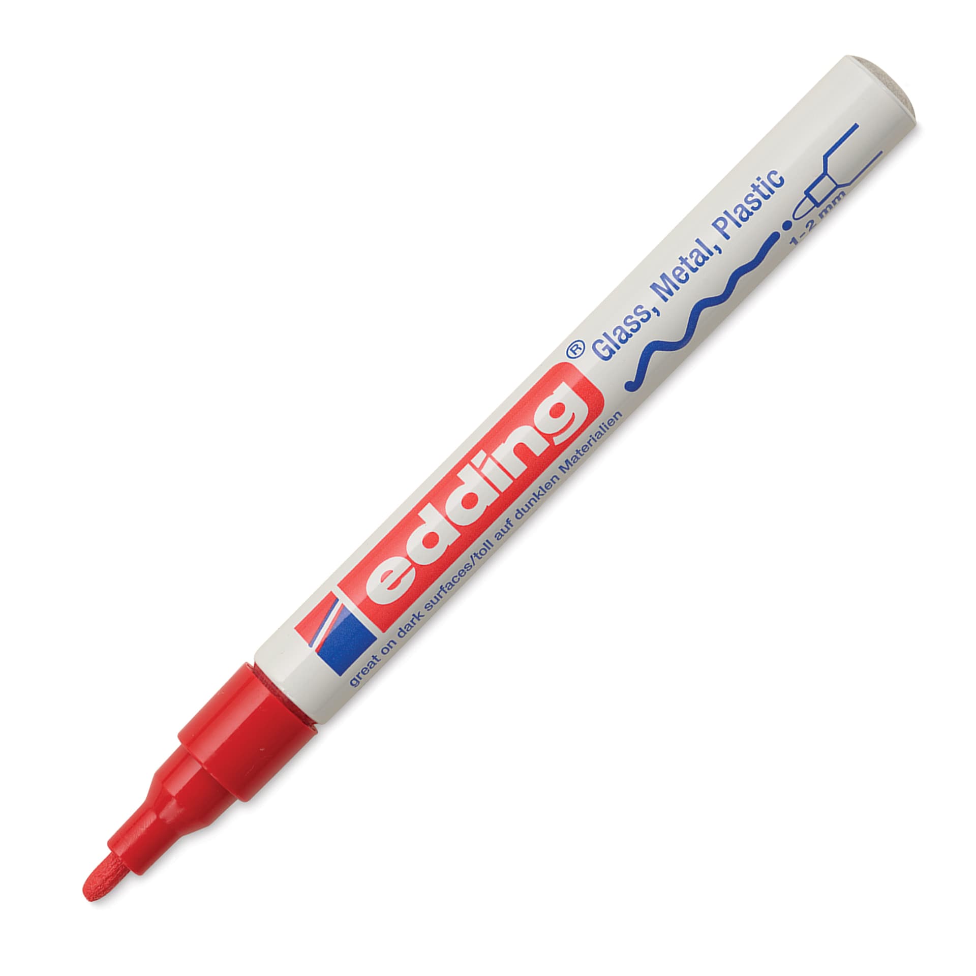 Edding Gloss Paint Marker - Red, Round Nib, 1-2 mm, cap off