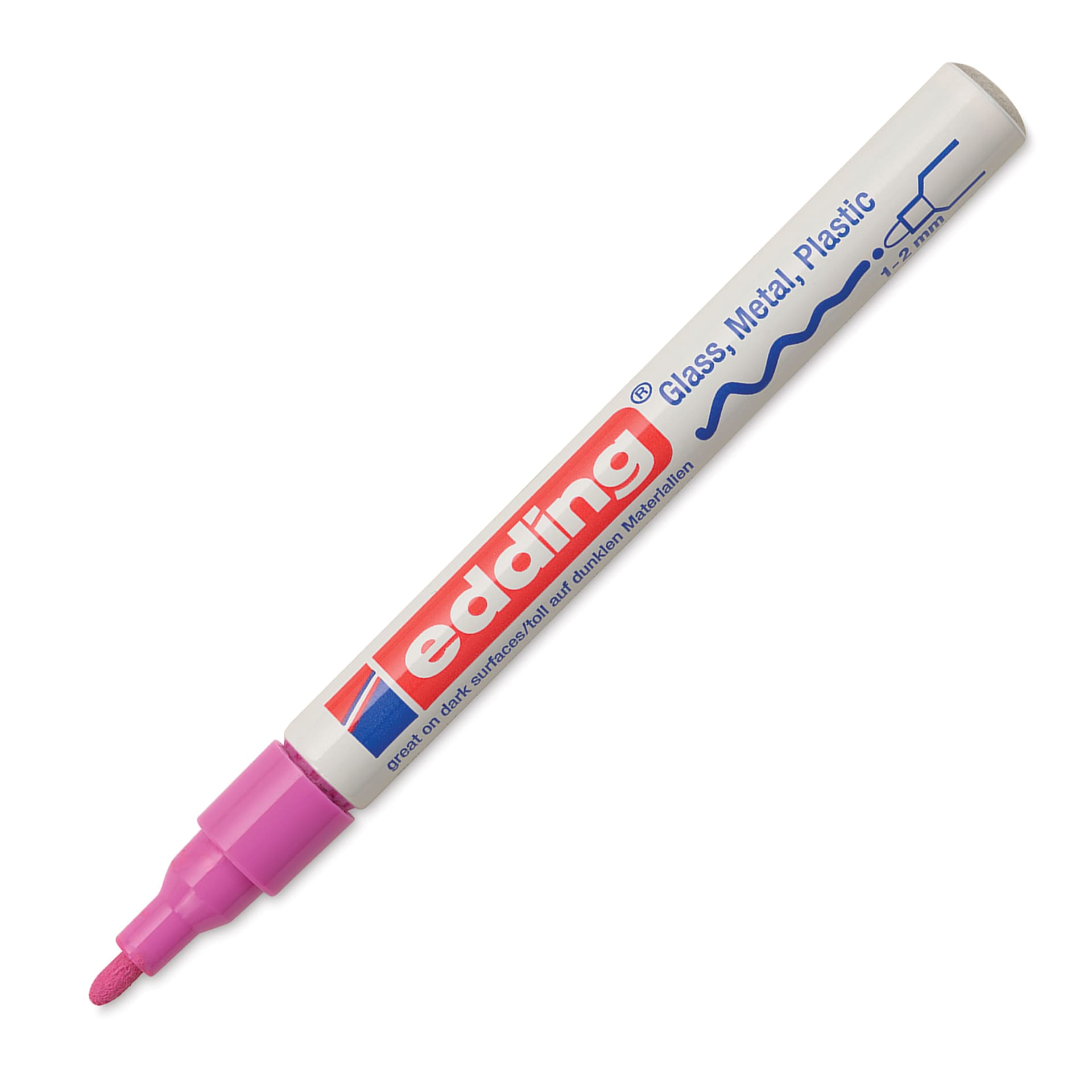 Edding Gloss Paint Marker - Pink, Round Nib, 1-2 mm, cap off