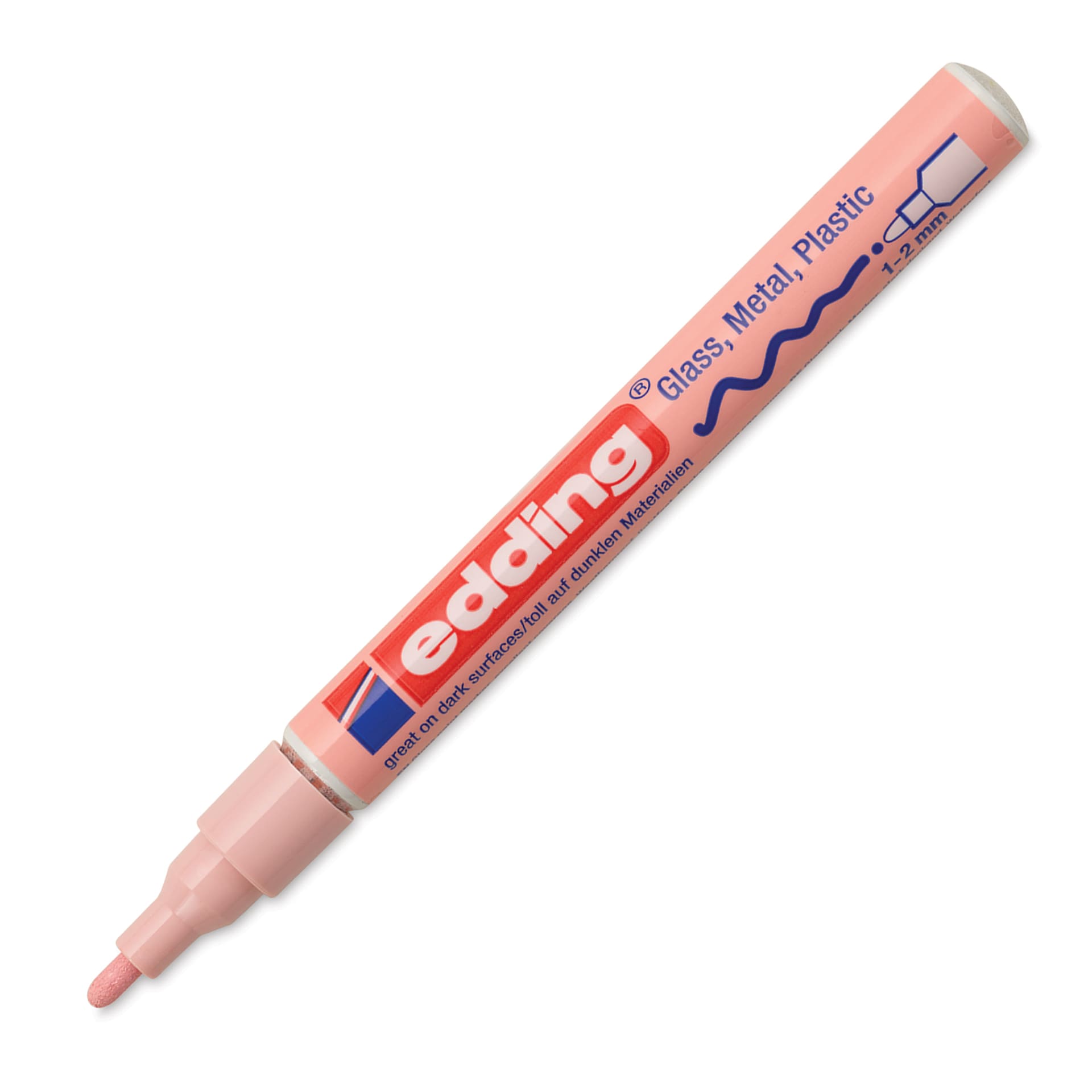 Edding Gloss Paint Marker - Pastel Rose, Round Nib, 1-2 mm, cap off