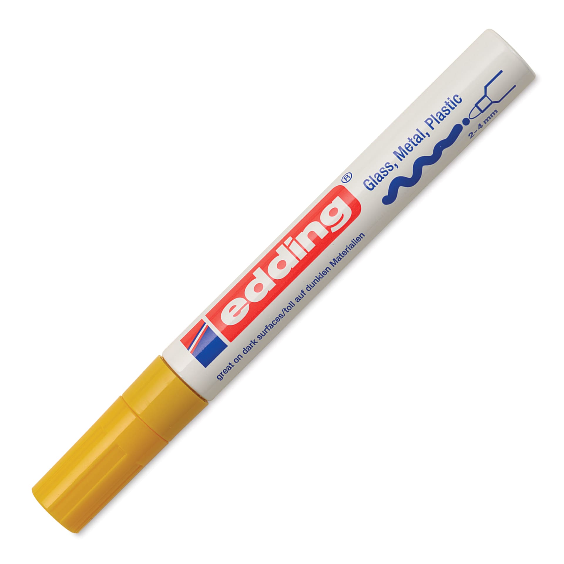 Edding Gloss Paint Marker - Yellow, Round Nib, 2-4 mm, cap on