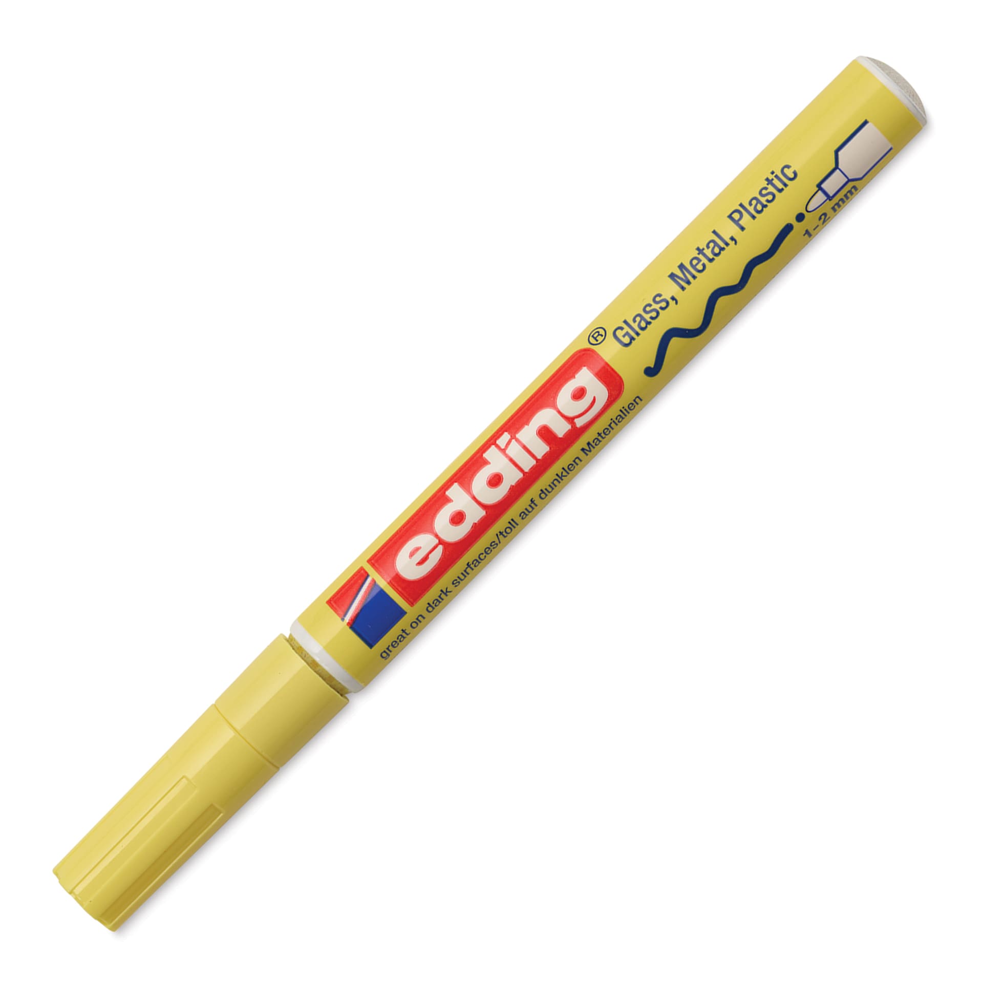 Edding Gloss Paint Marker - Pastel Yellow, Round Nib, 1-2 mm, cap on