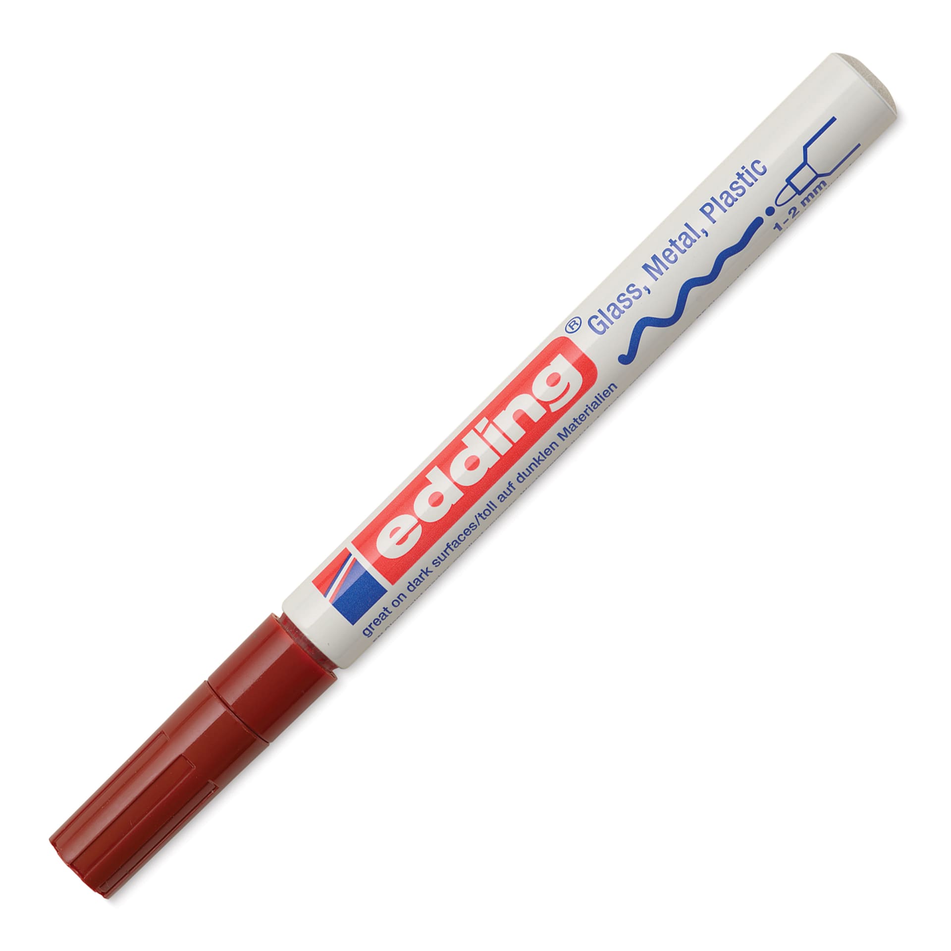 Edding Gloss Paint Marker - Brown, Round Nib, 1-2 mm, cap off