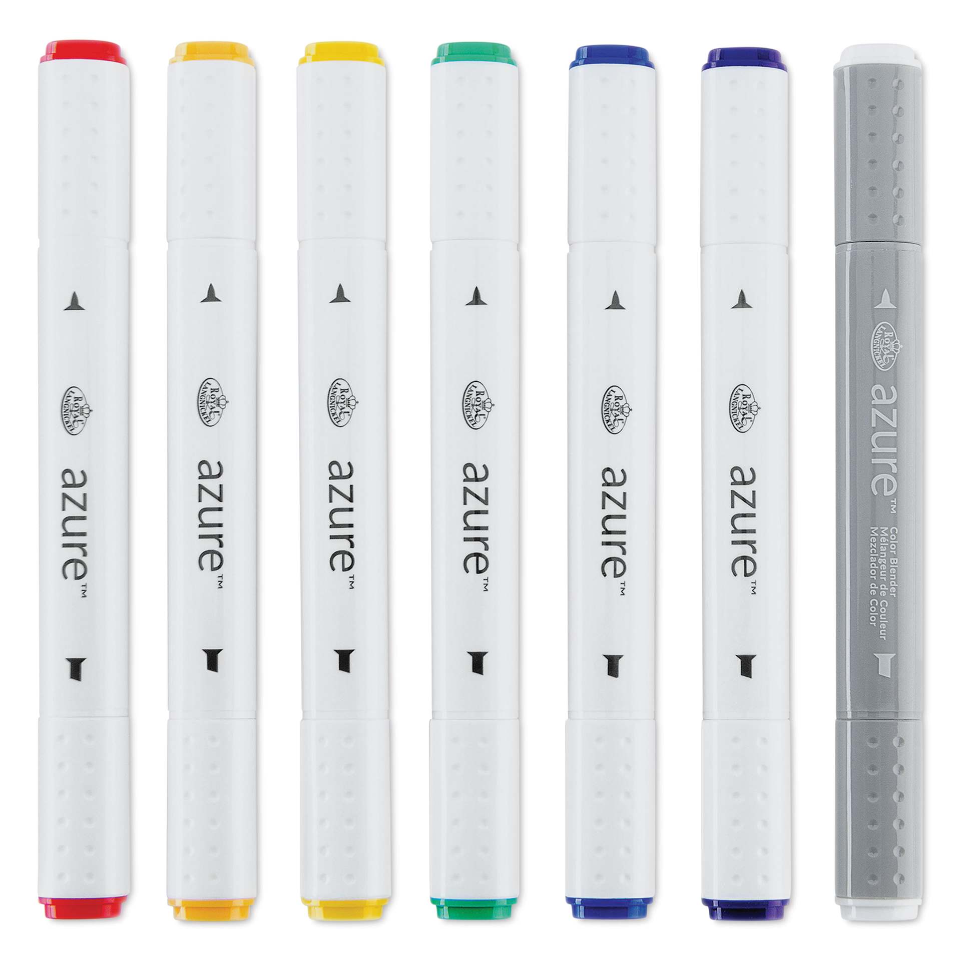 Royal & Langnickel Azure Dual Tip Markers - Set of 7, Primary Colors, markers laid out