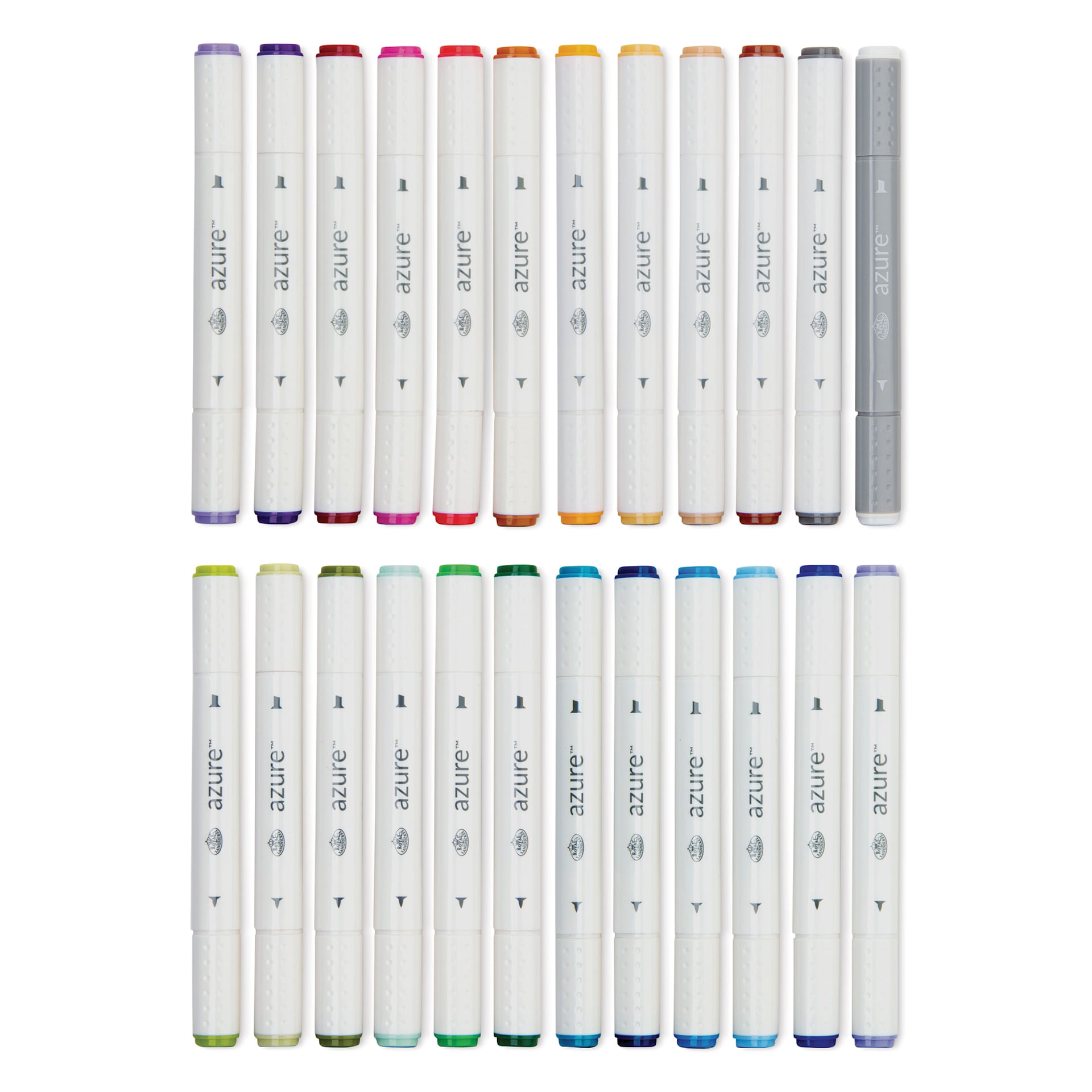 Royal & Langnickel Azure Dual Tip Markers - Set of 24, Jewel Tones, markers laid out