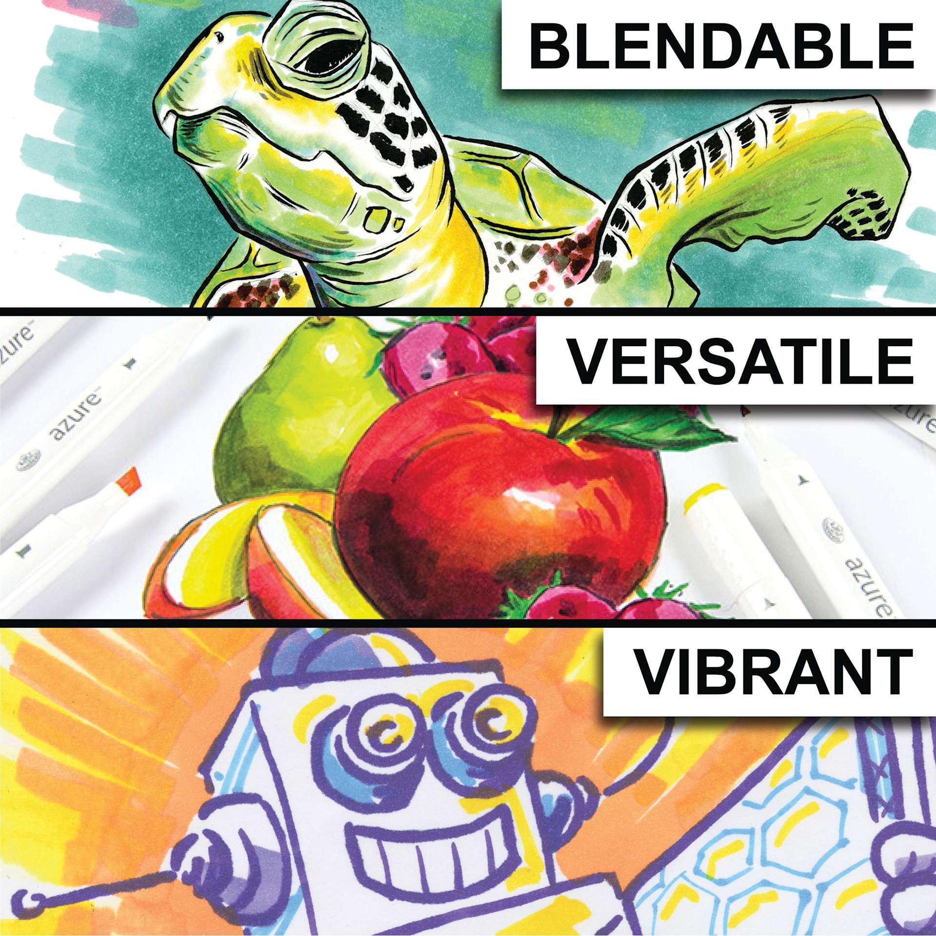 Royal & Langnickel Azure Dual Tip Markers, artwork made with markers