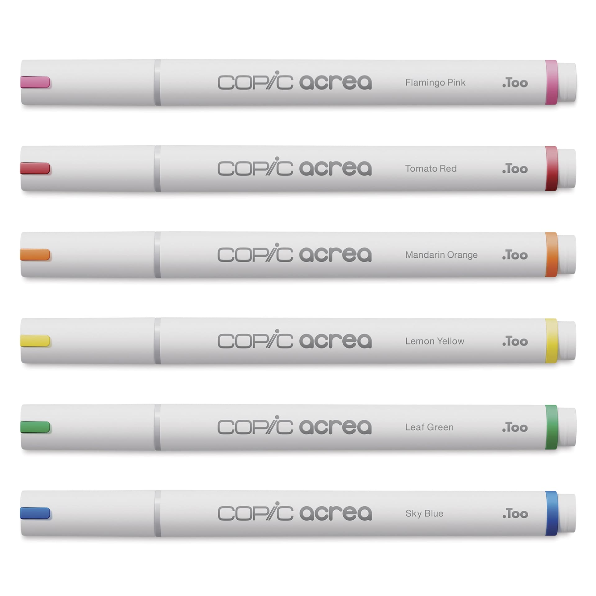 Copic Acrea Paint Markers - Vivid Colors, Set of 6, markers laid out Copic Acrea Paint Markers - Vivid Colors, Set of 6, markers laid out