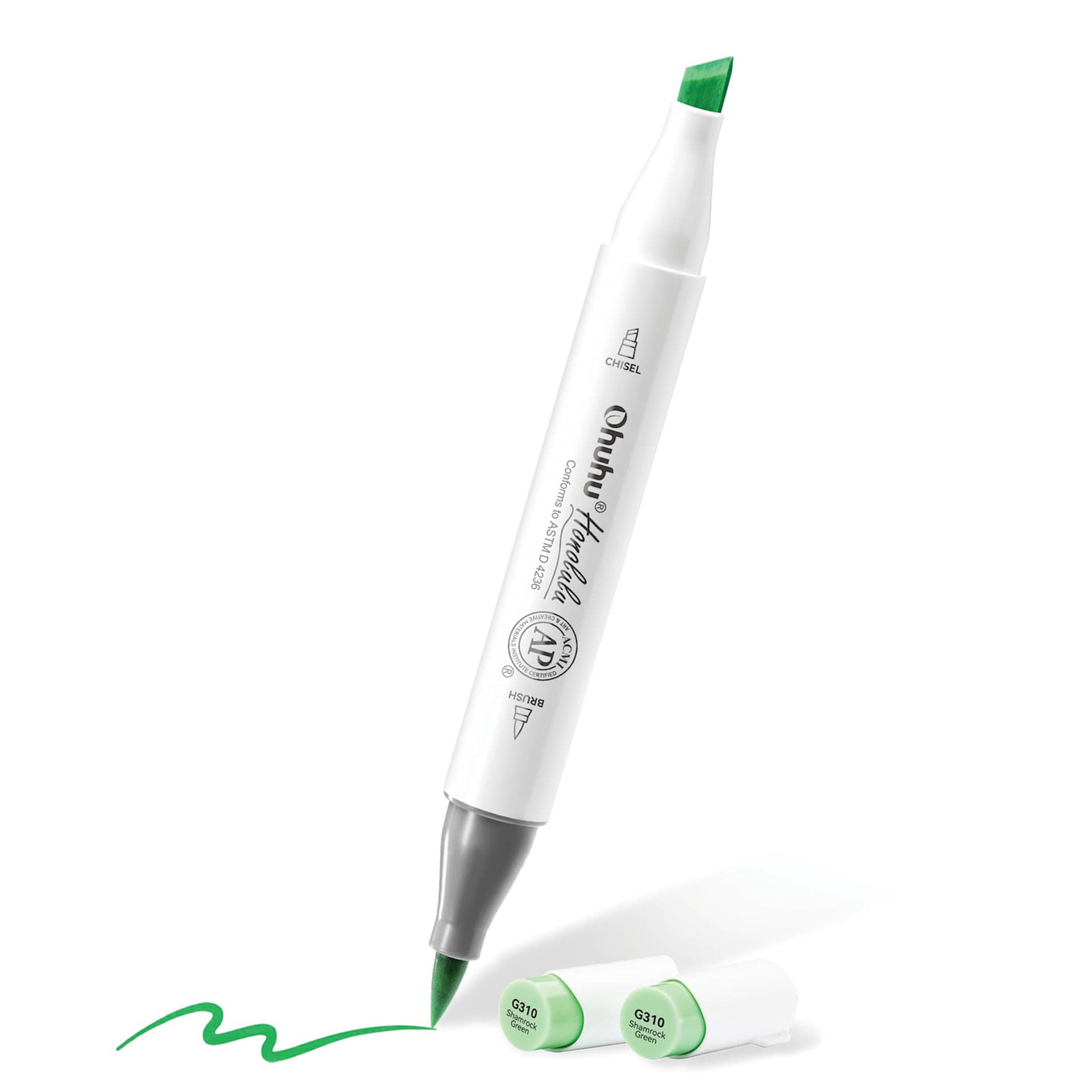 Ohuhu Honolulu Dual Tip Marker Set - Set of 48, Classic Colors, brush and chisel tip