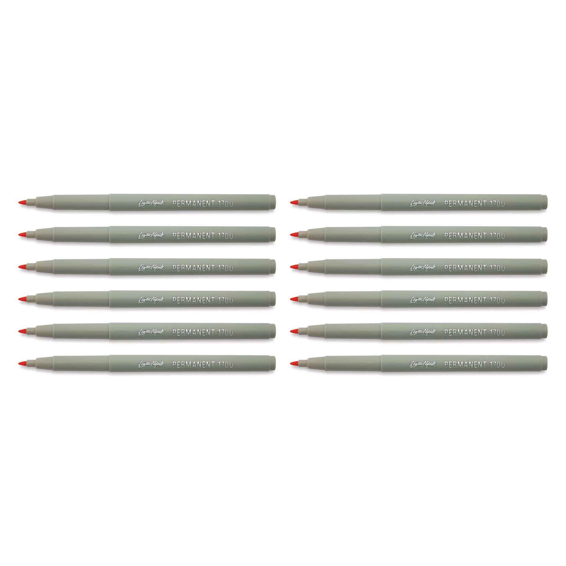 Liqui-Mark Permanent Markers- Pkg of 12, Orange, Extra Fine Tip with caps off
