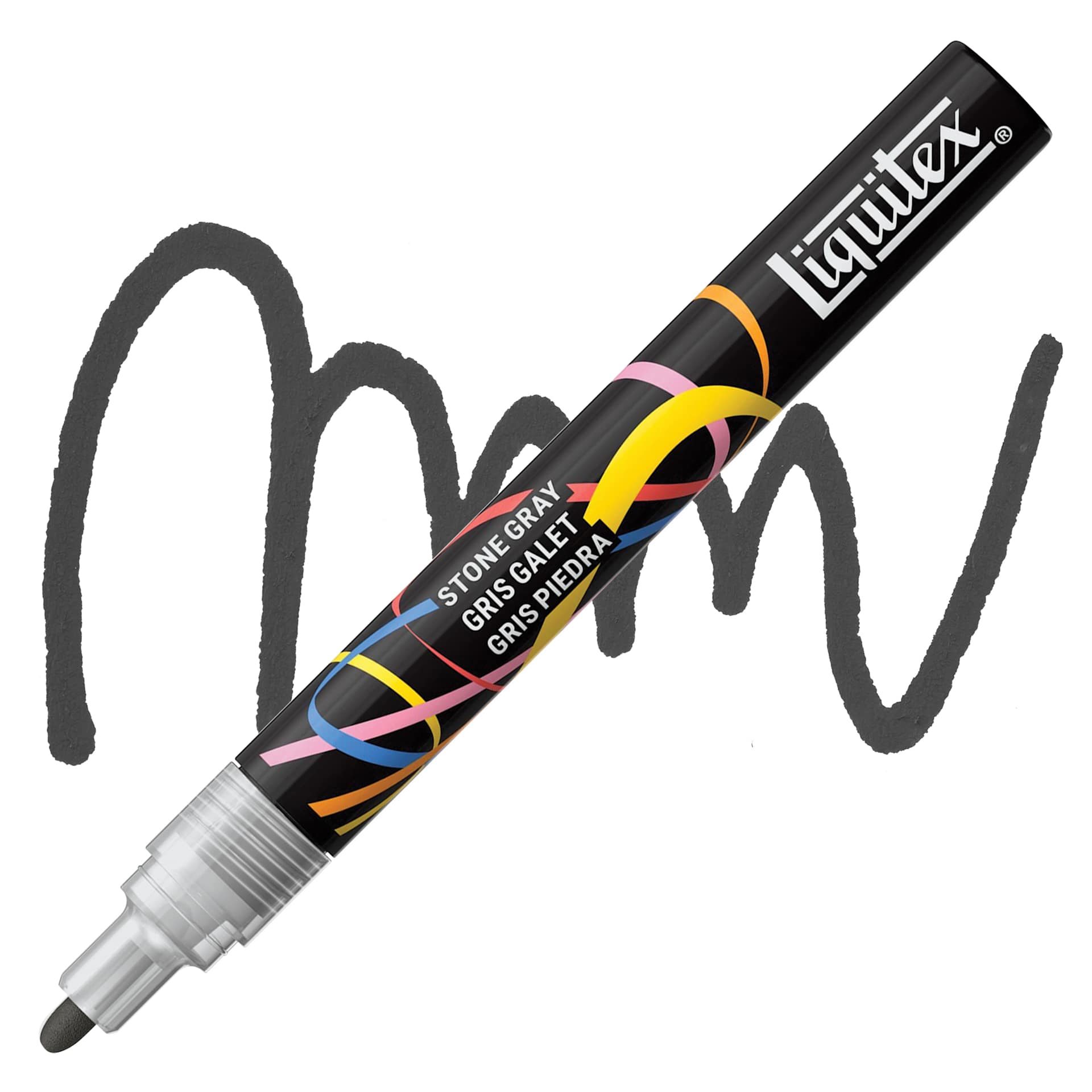 Liquitex Marker - Stone Gray, Bullet Tip, 2 mm marker with swatch