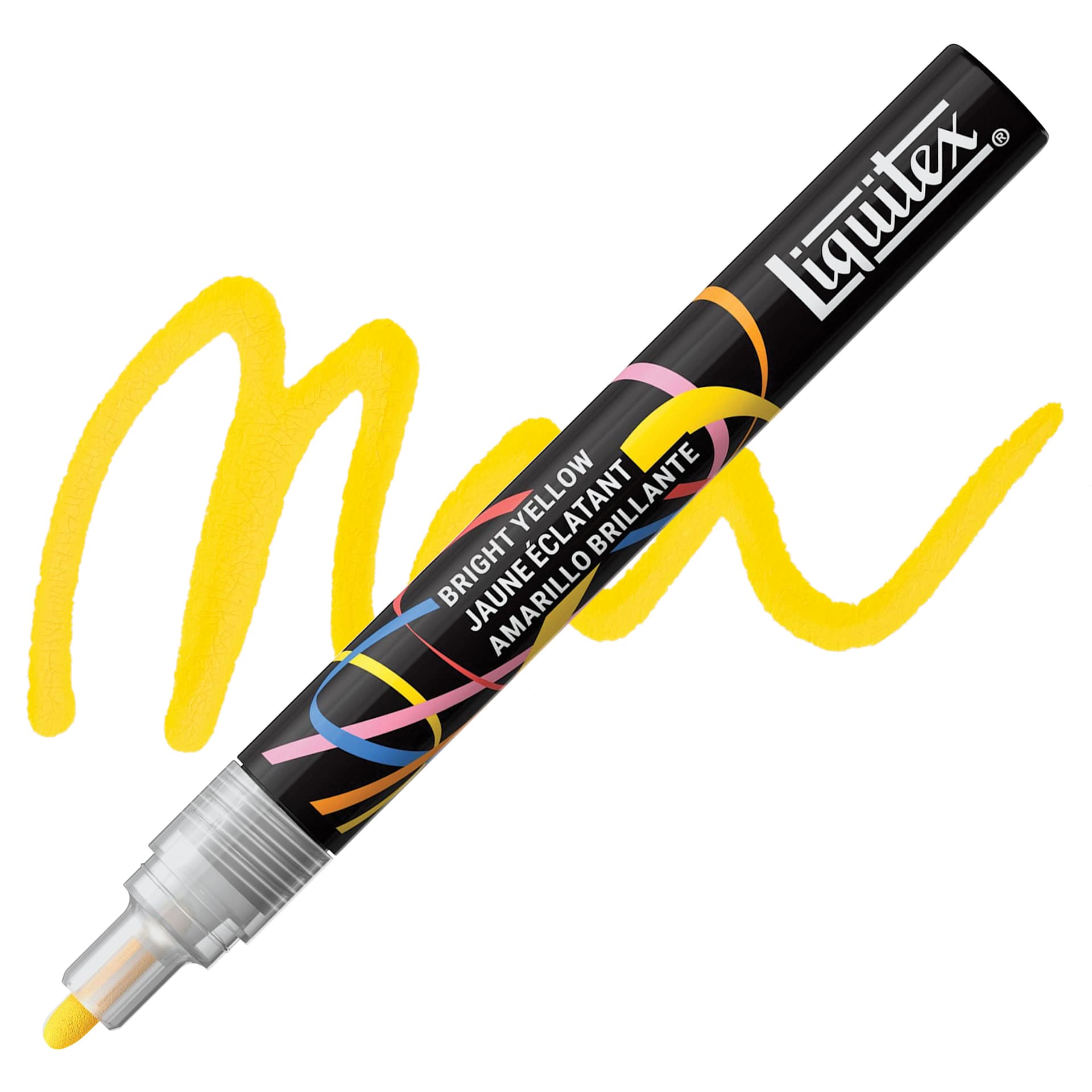 Liquitex Marker - Bright Yellow, Bullet Tip, 2 mm marker with swatch