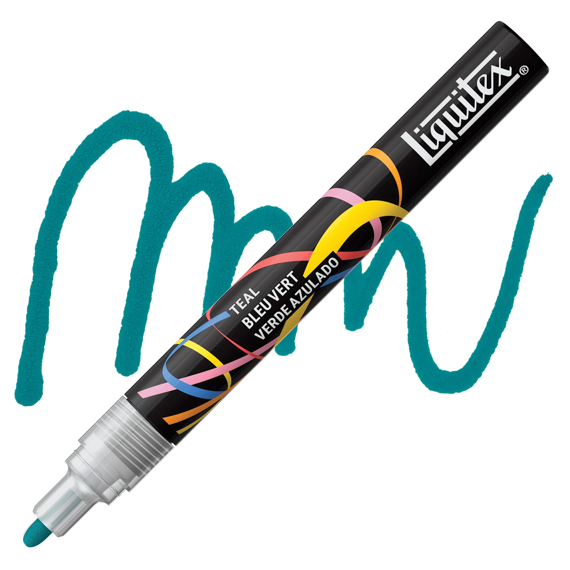 Liquitex Marker - Teal, Bullet Tip, 2 mm marker with swatch