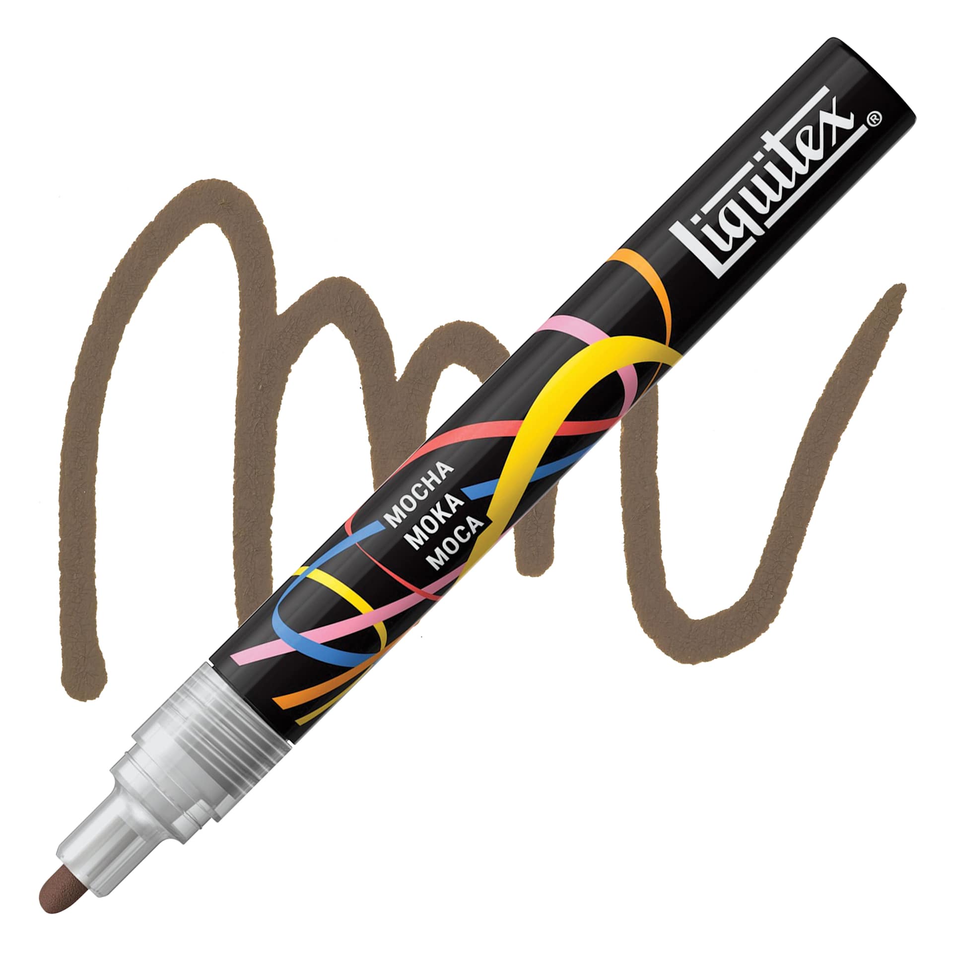 Liquitex Marker - Mocha, Bullet Tip, 2 mm marker with swatch