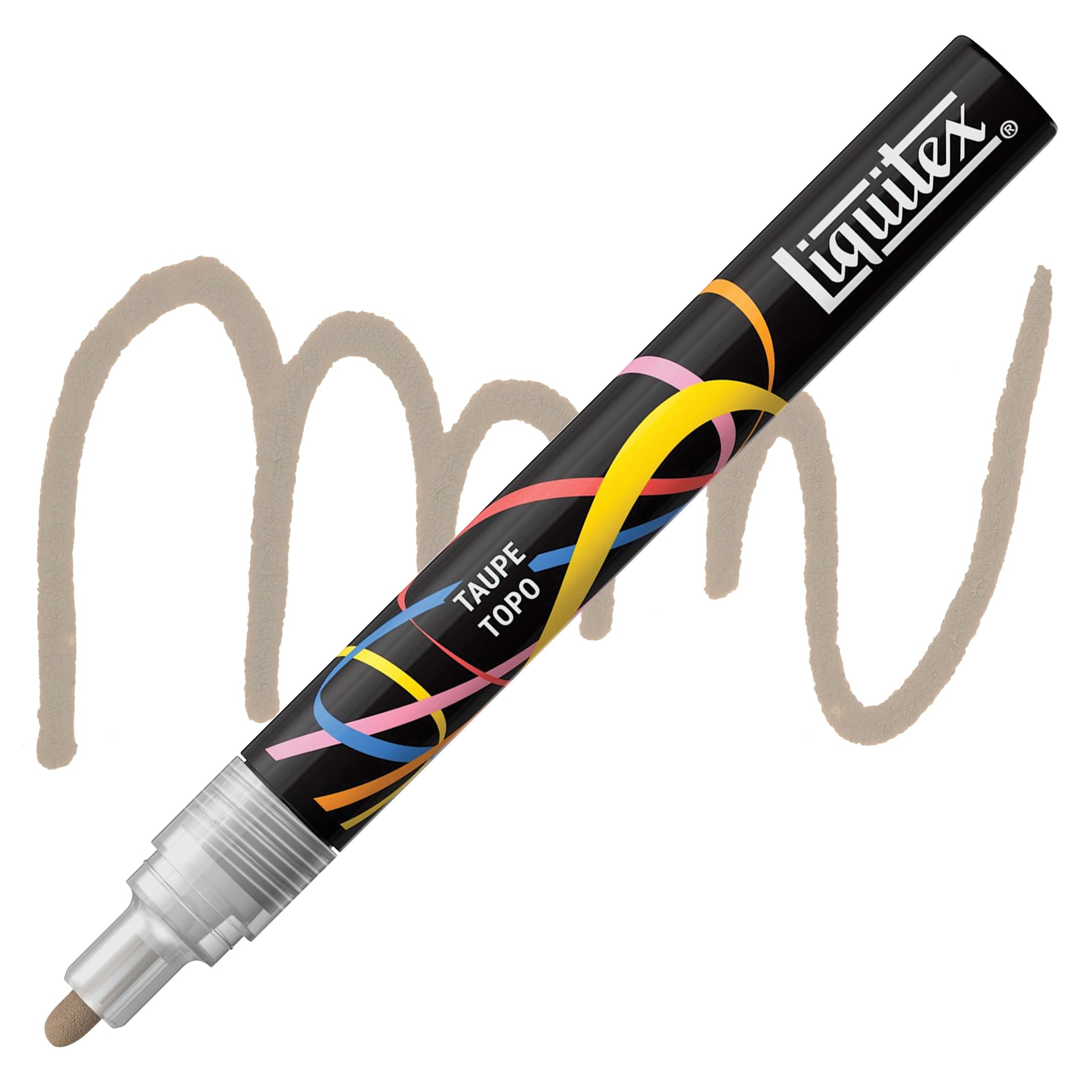 Liquitex Marker - Taupe, Bullet Tip, 2 mm marker with swatch