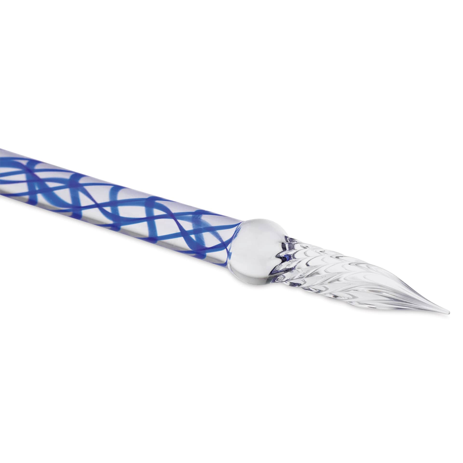 Herbin Straight Glass Dip Pen - Sapphire Blue, close up