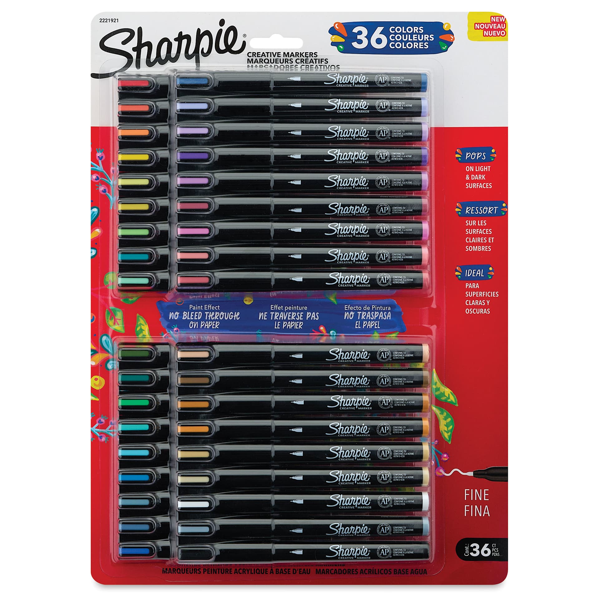 Sharpie Creative Acrylic Markers - Set of 36, Assorted, Fine Tip, front of packaging