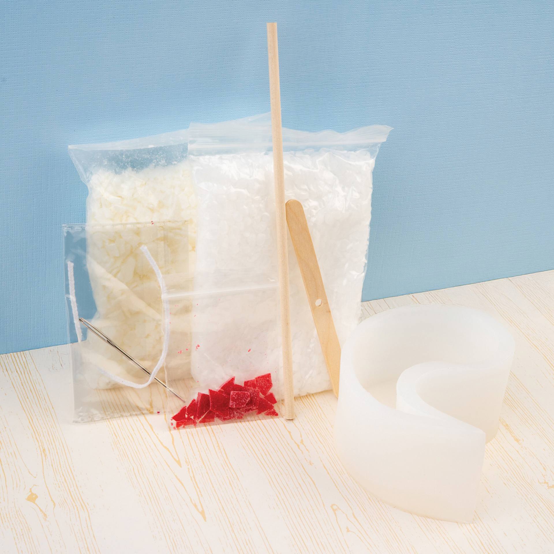 John Bead Ying Yang Symbol Candle Making Kit contents with mixing materials