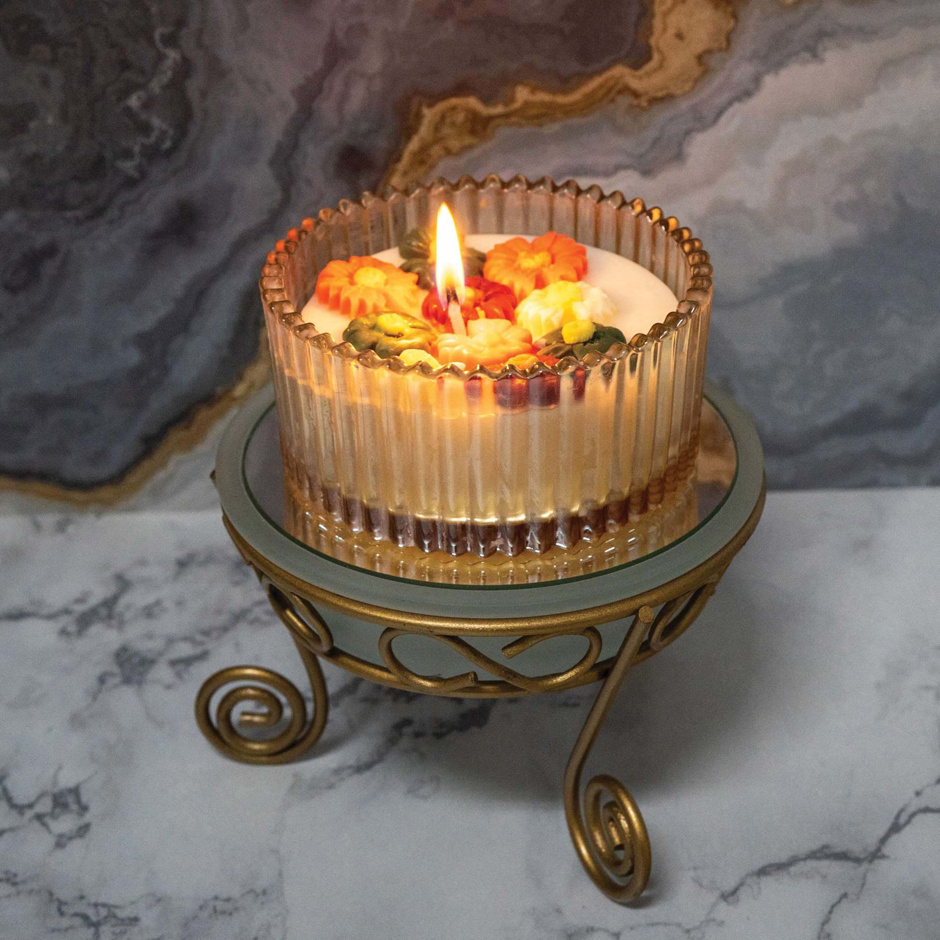 John Bead Flower Candle Making Kit finished project