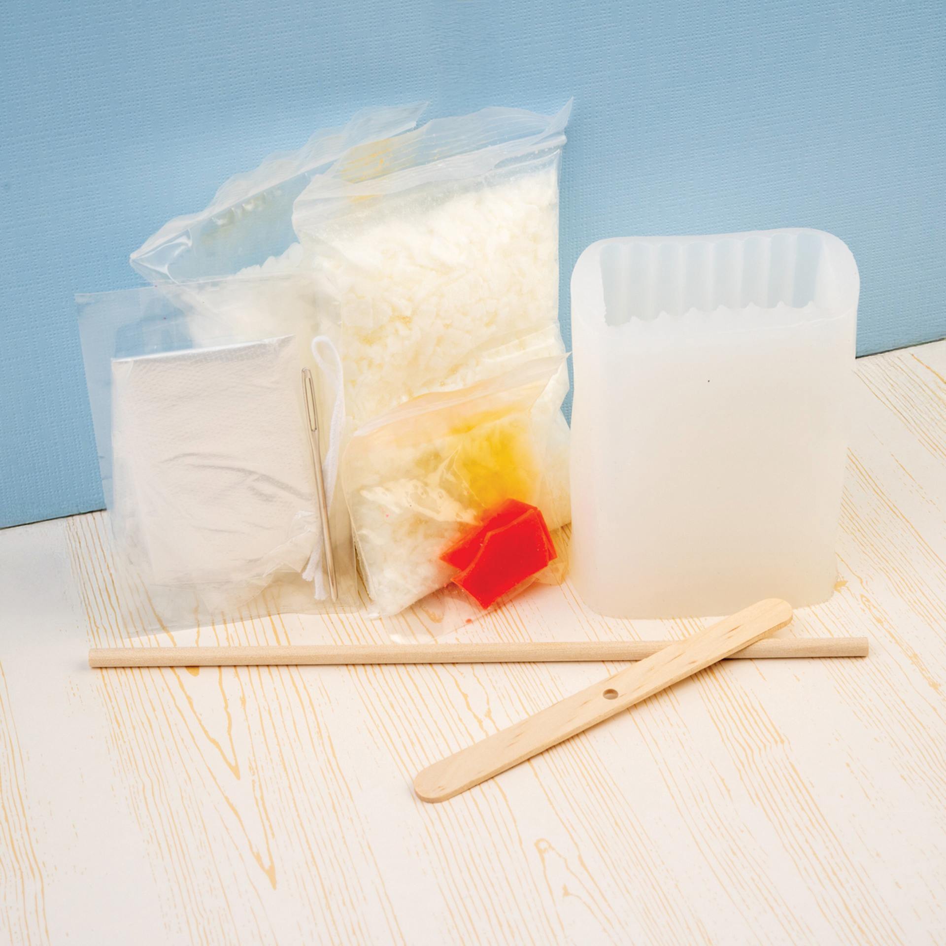 John Bead Rainbow Arch Candle Making Kit contents with mixing materials
