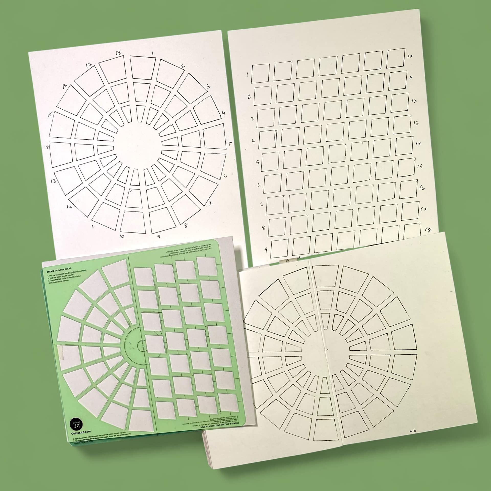 Pacific Arc ColourJot Mixing Template - Squares, template with blank grid