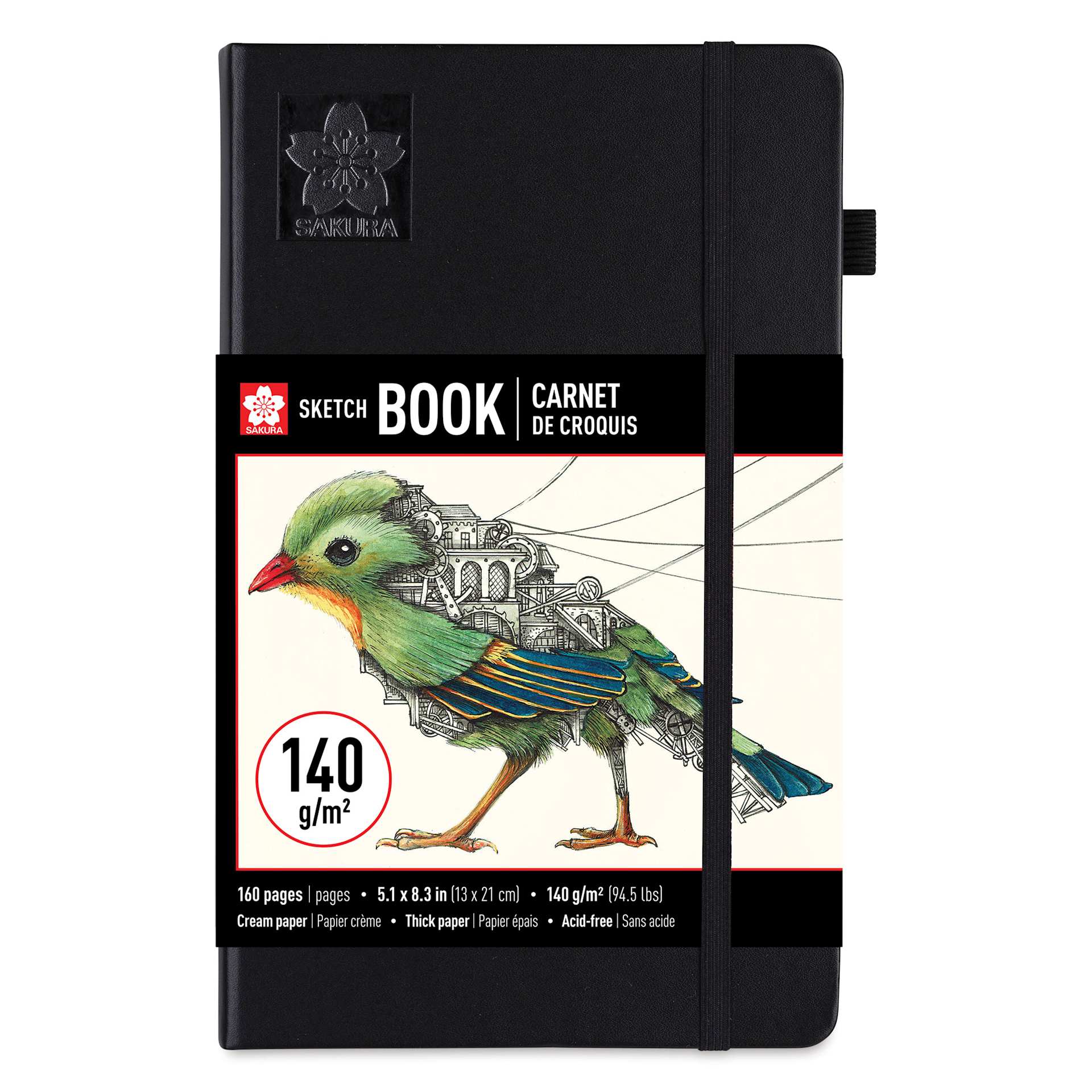 Sakura Hardcover Sketchbook - Black, 5.1" x 8.3", Blank
