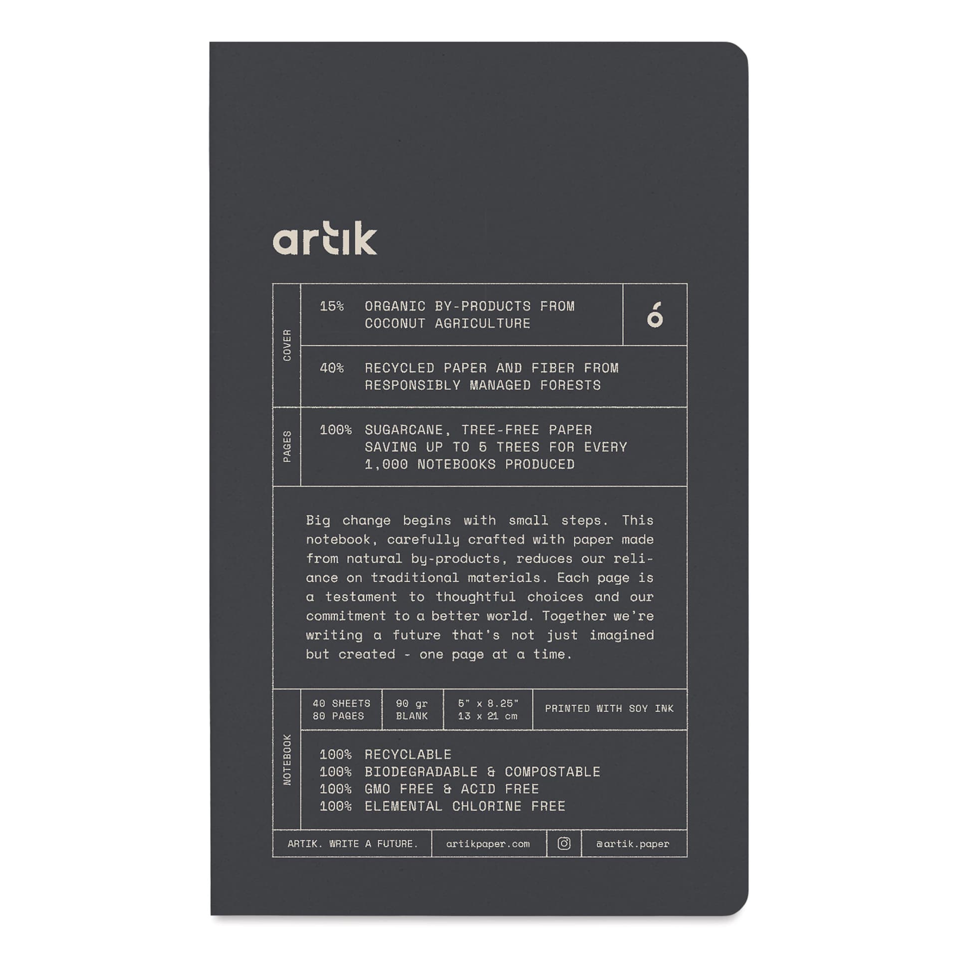 Artik Singer Sewn Notebook - Coconut, 5" x 8-1/4", Blank, Pkg of 2, front cover