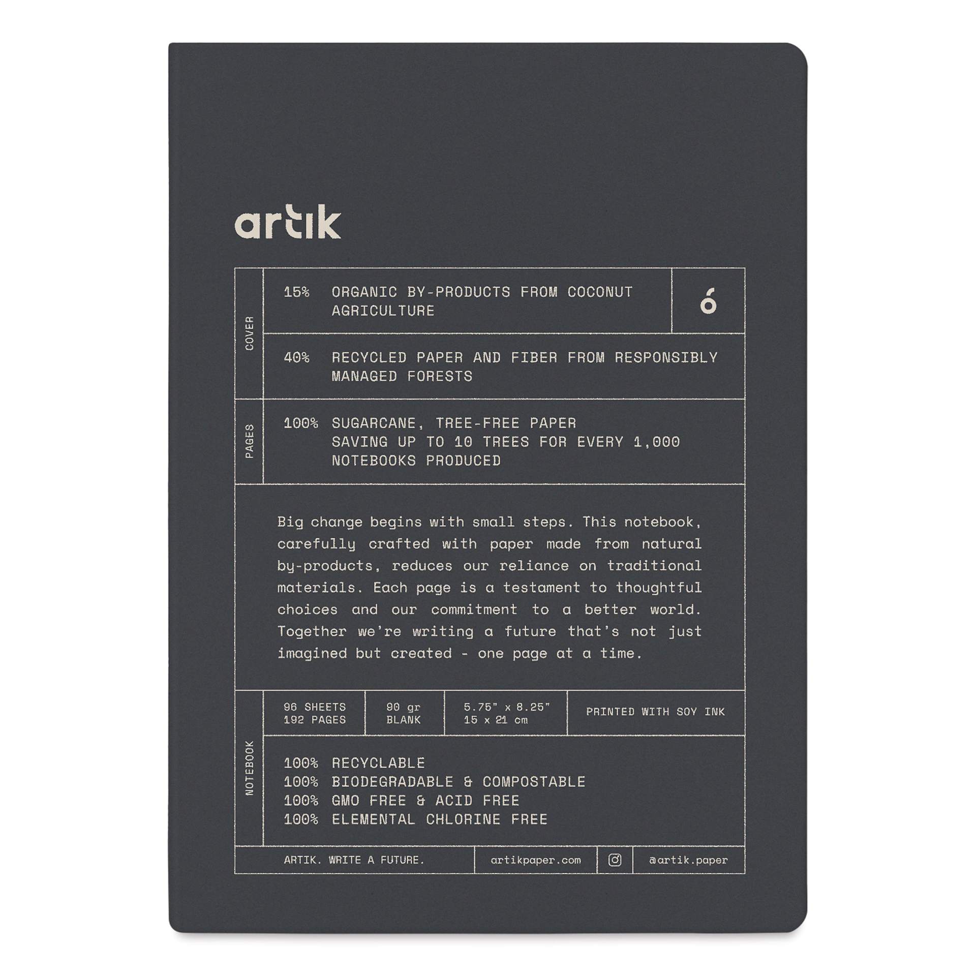 Artik Hardcover Notebook - Coconut, 5-3/4" x 8-1/4", Blank, front