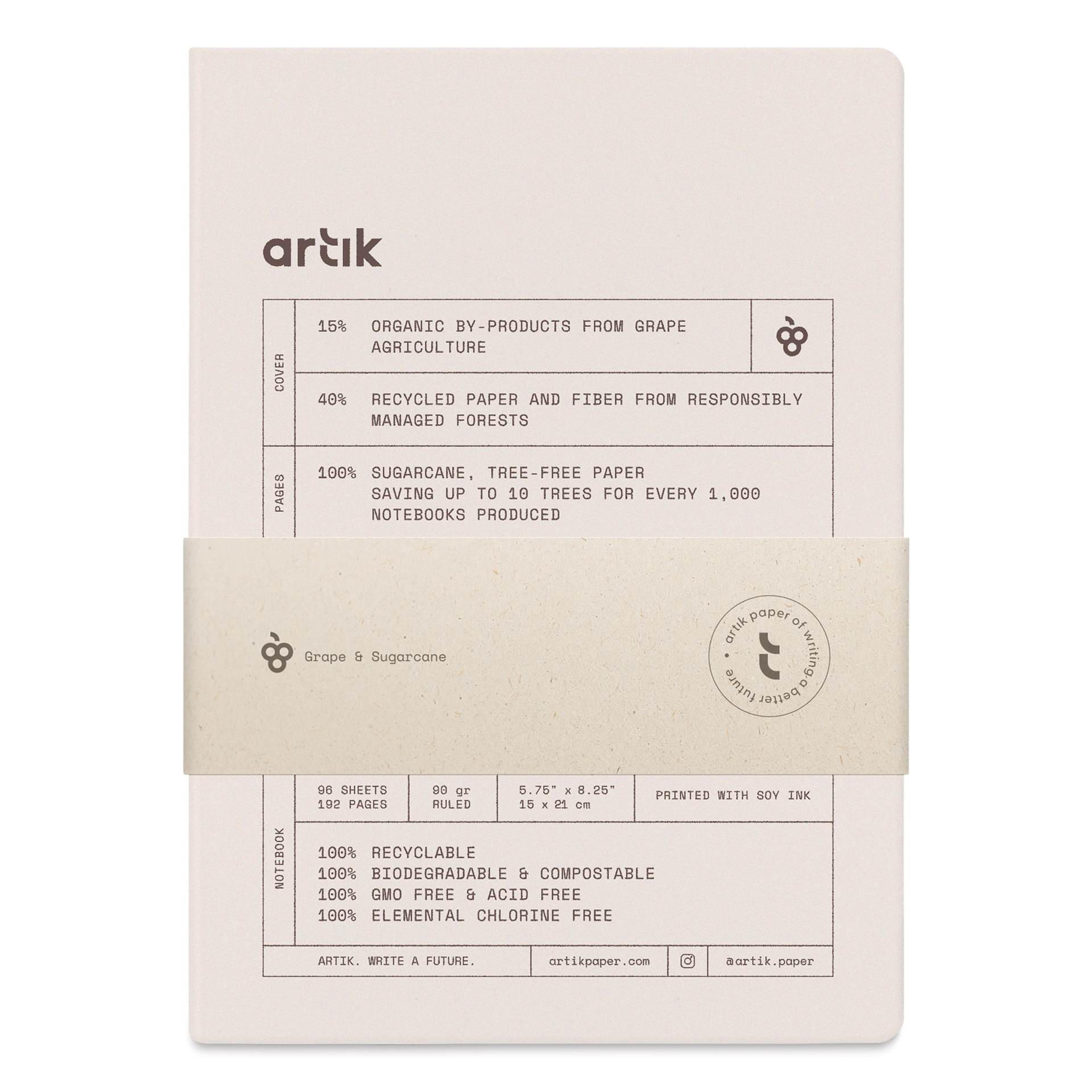 Artik Hardcover Notebook - Grape, 5-3/4" x 8-1/4", Ruled, packaging