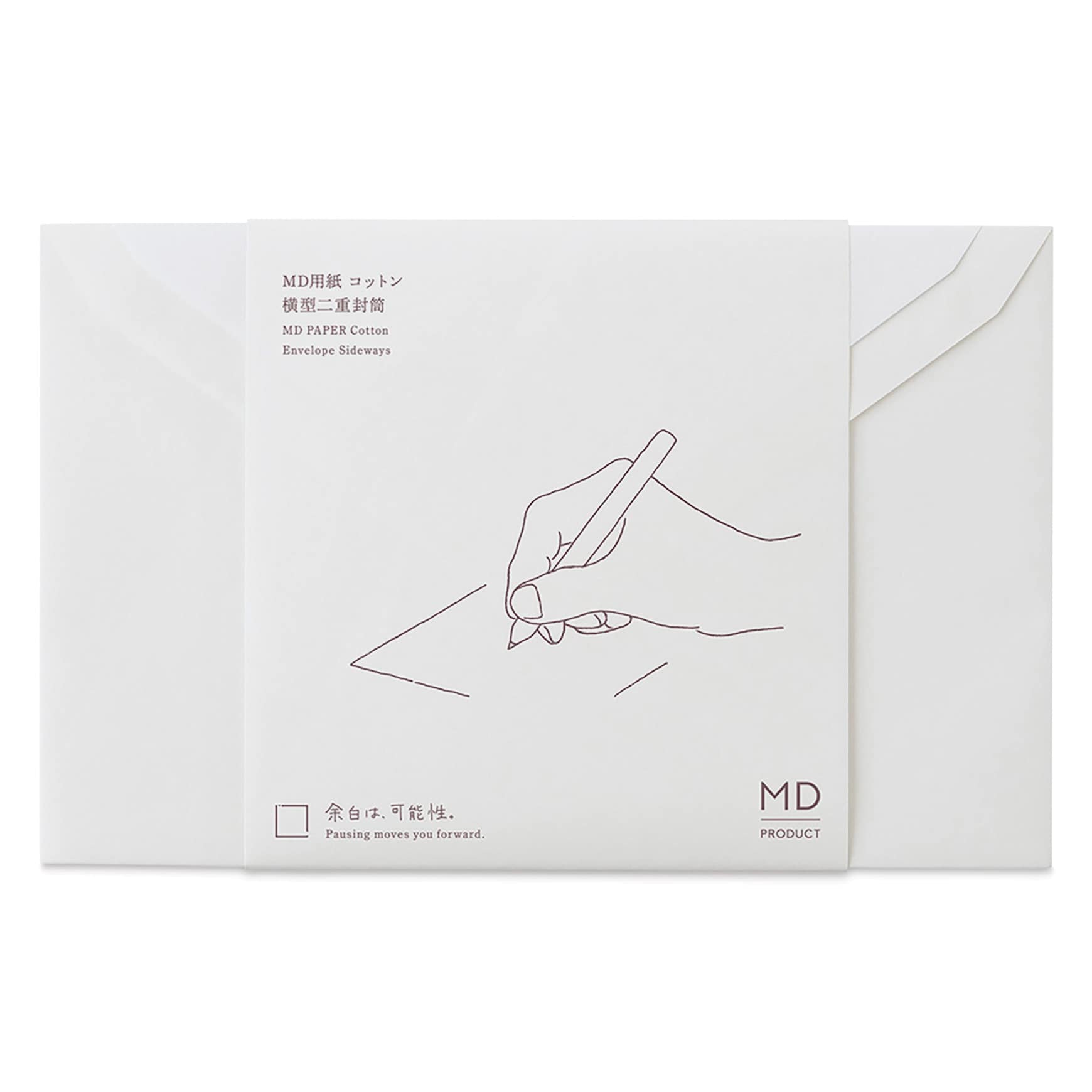 Midori MD Cotton Envelopes - 4.6" x 7.3", White, Pkg of 8, front of packaging