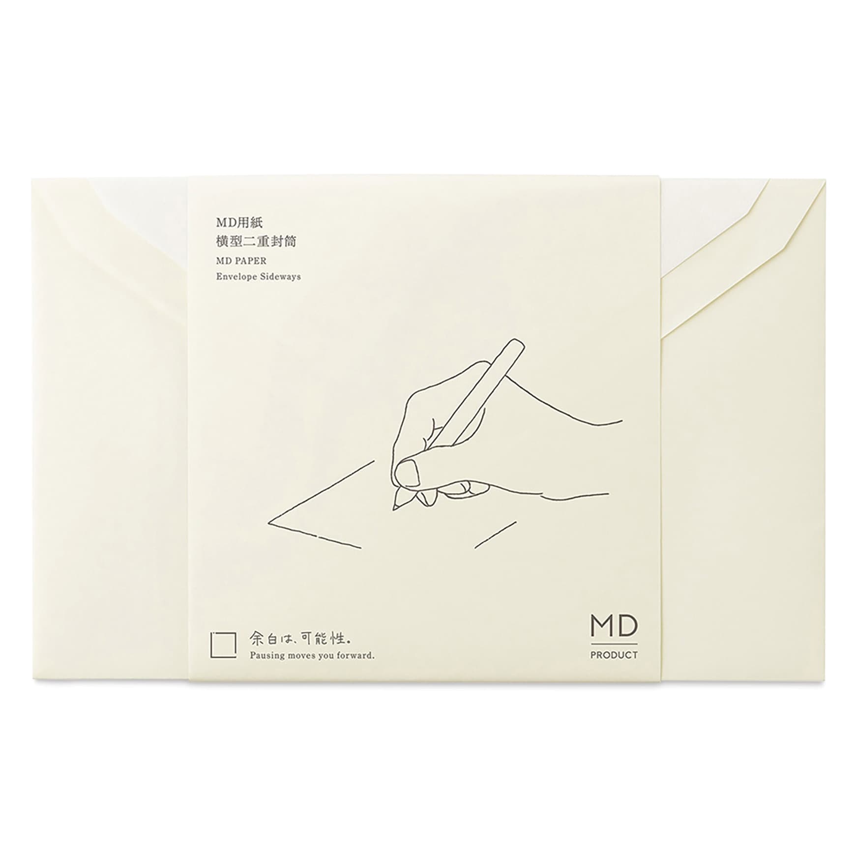 Midori MD Paper Envelopes - 4.6" x 7.3", White, Pkg of 8, front of packaging