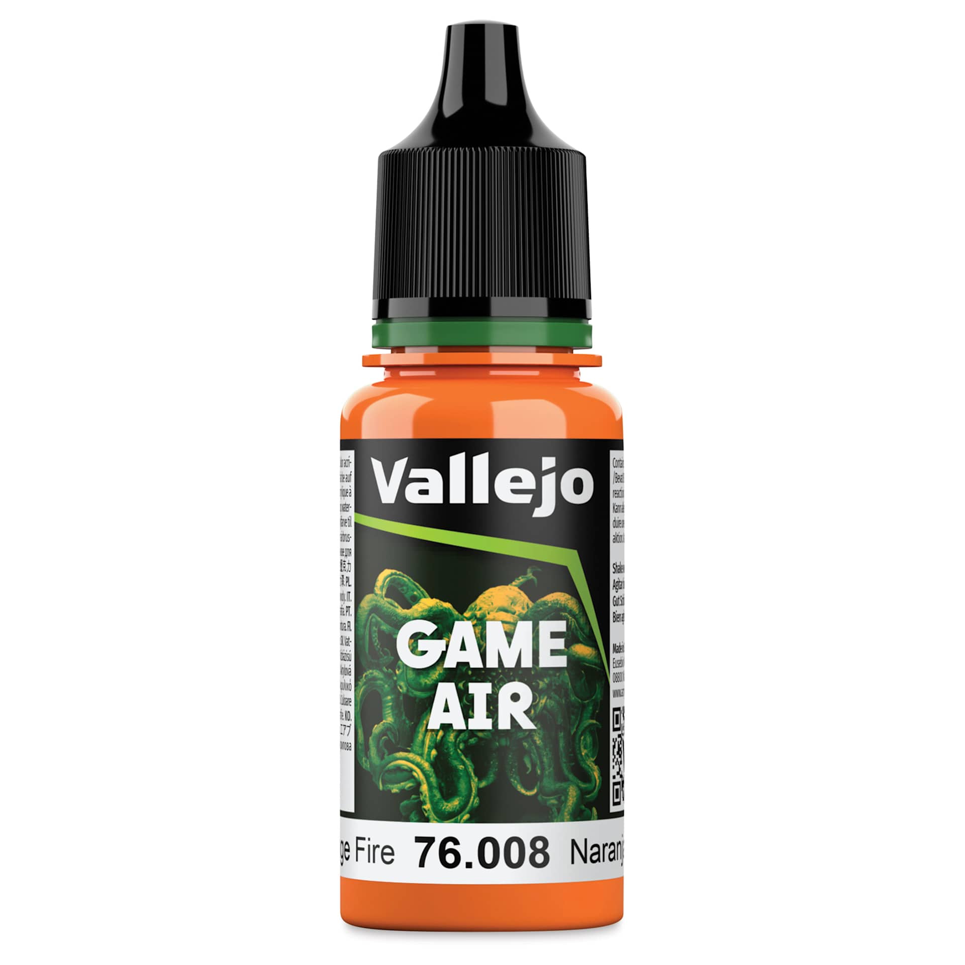 Vallejo Game Air Acrylic Airbrush Paint - Orange Fire, 18 ml Bottle