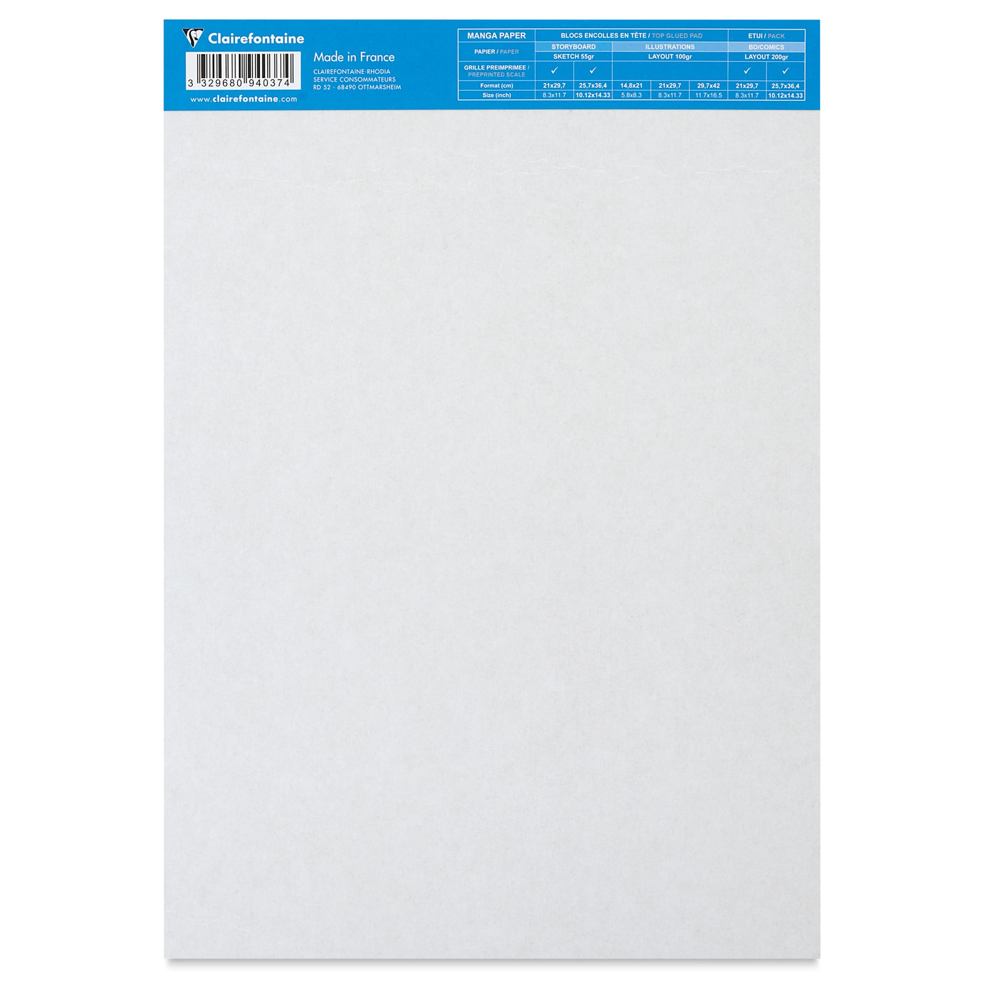 Clairefontaine Manga Storyboard Pad - 8" x 12", 100 Sheets, back