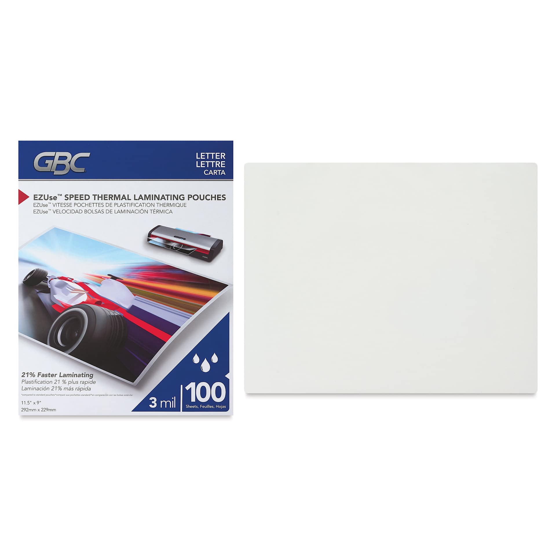 GBC EZUse Speed Thermal Laminating Pouches - Pkg of 100, 3ml
