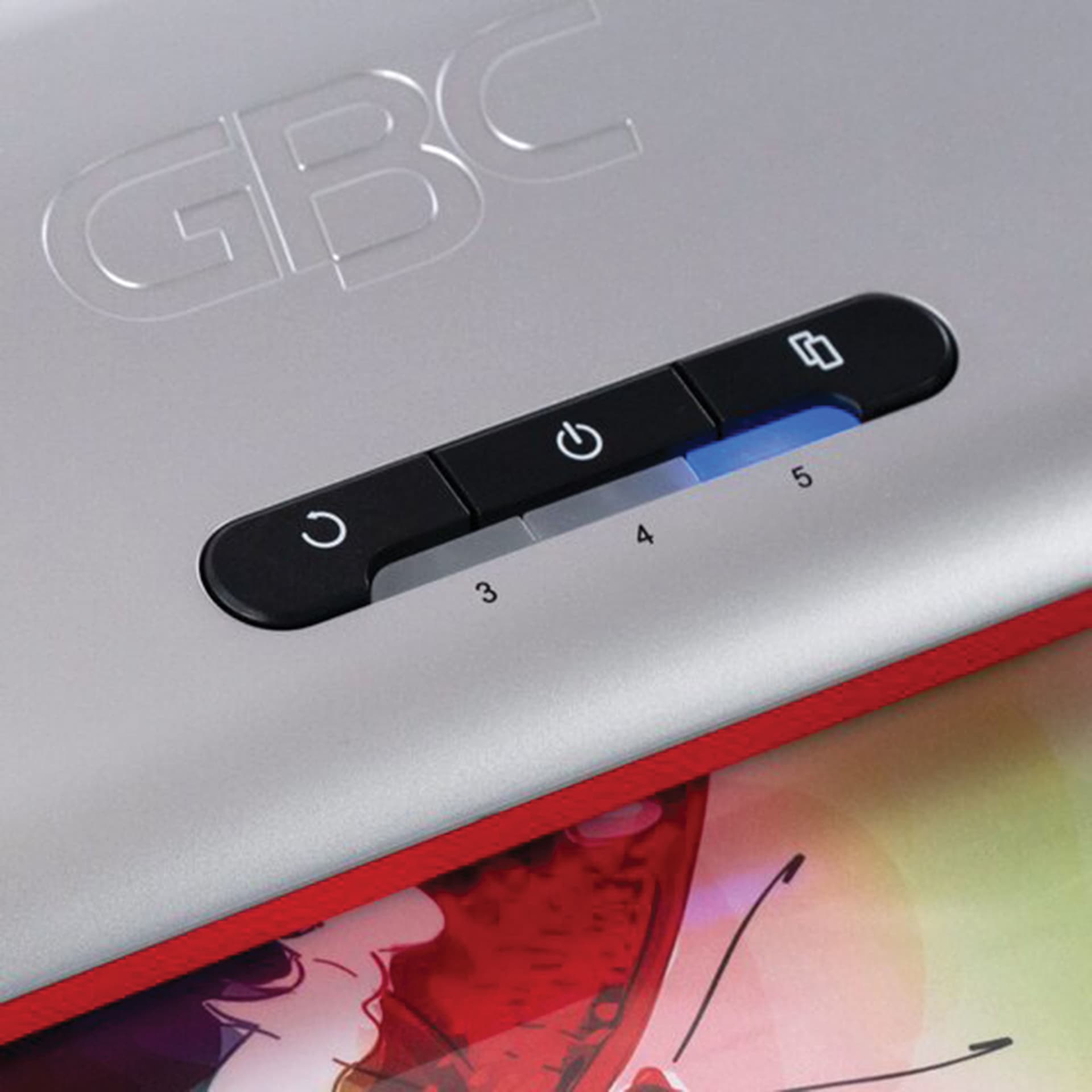 GBC 250HS Pouch Laminator close up of control panel