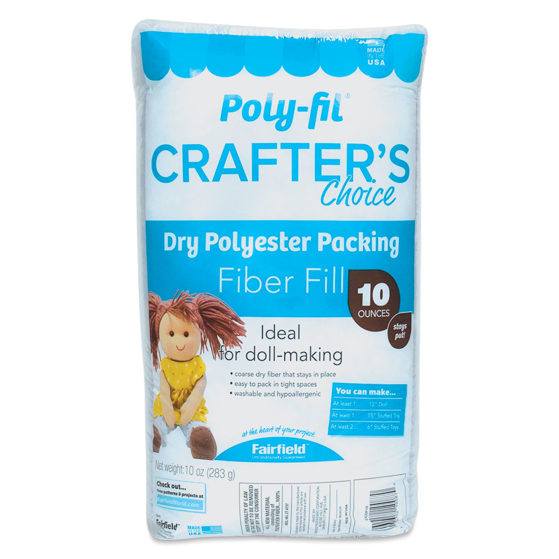 Poly-Fil Crafter’s Choice Dry Packing Fiber Fill - 10 oz Bag