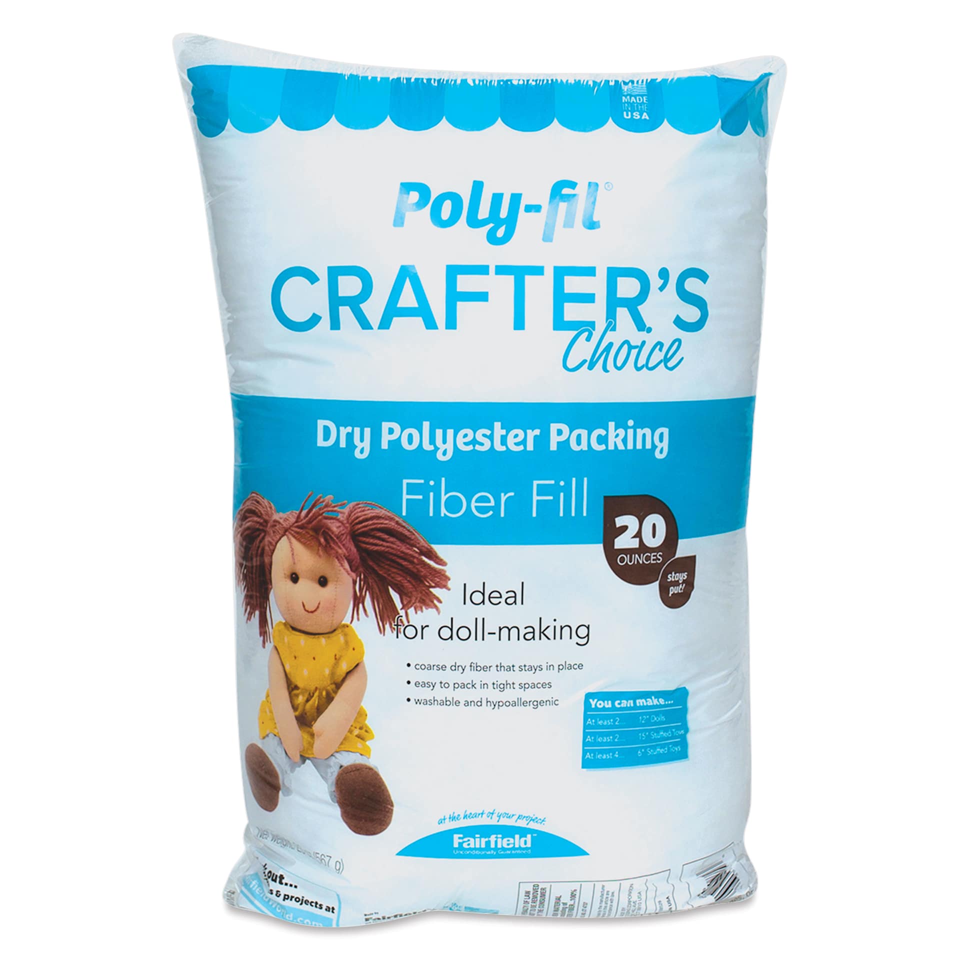 Poly-Fil Crafter’s Choice Dry Packing Fiber Fill - 20 oz Bag