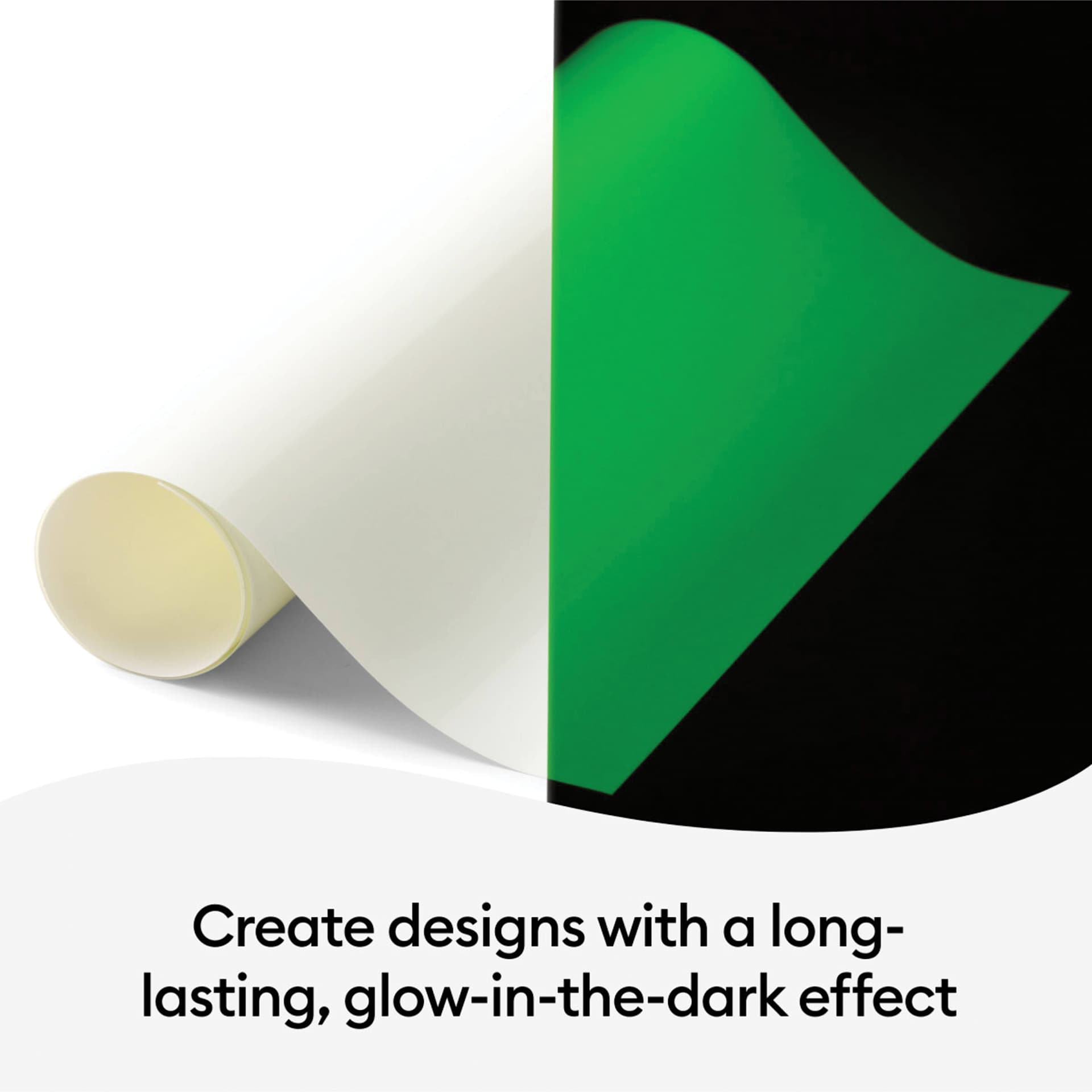 Glow-In-The-Dark Iron-On Heat Transfer Vinyl, on a dark background