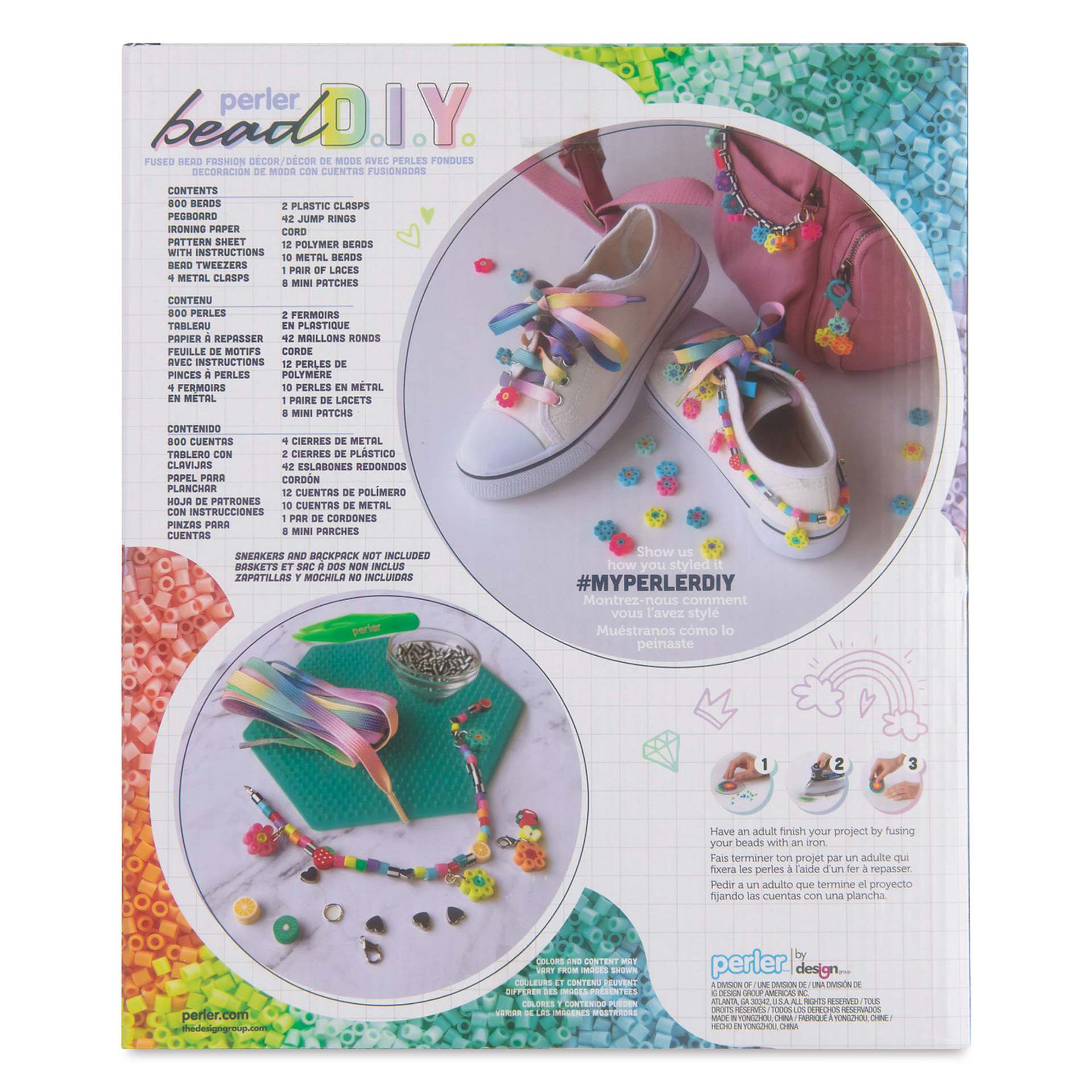 Perler Bead D.I.Y. Shoe Decoration Activity Kit back of packaging
