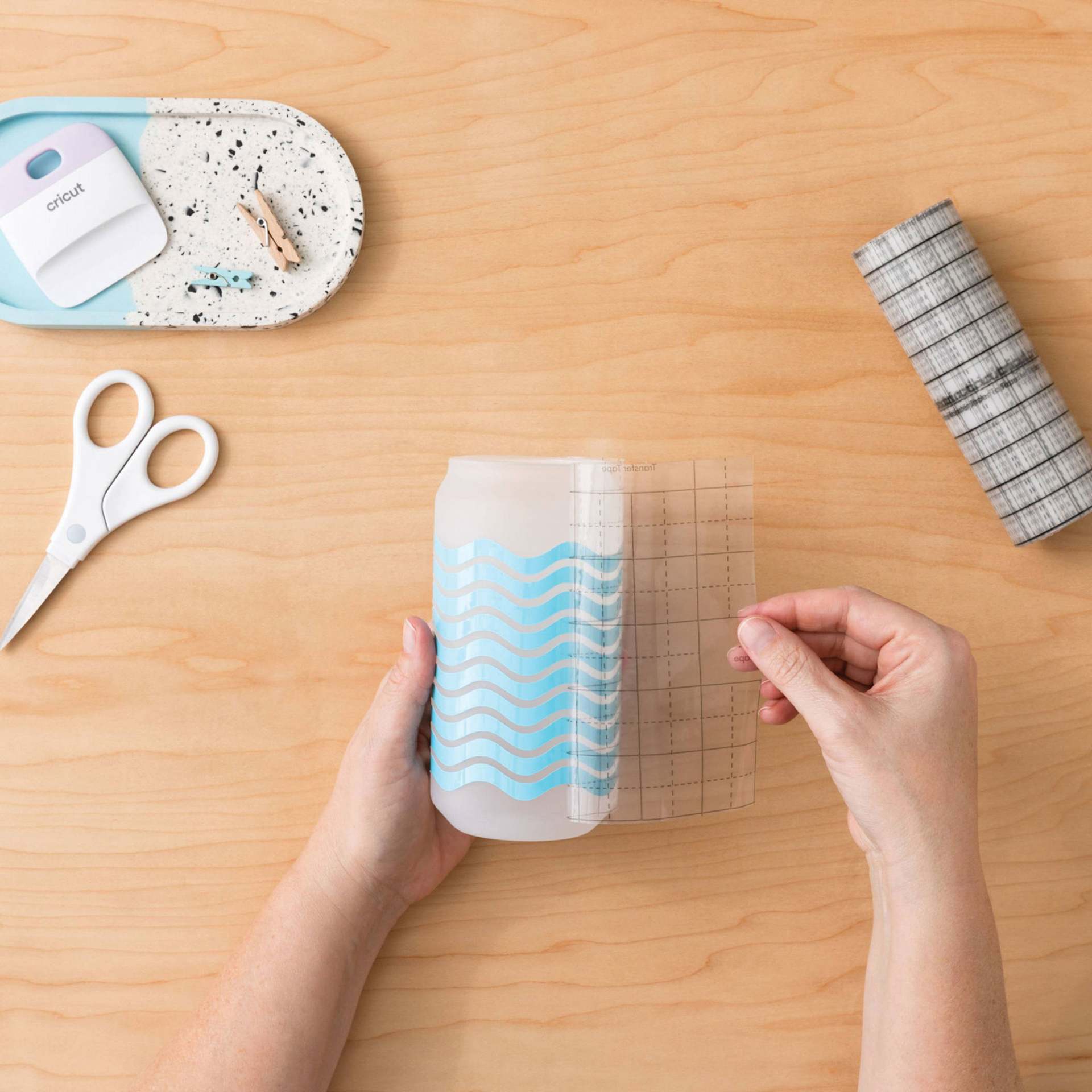 Cricut Joy Linerless Transfer Tape, removing tape from project