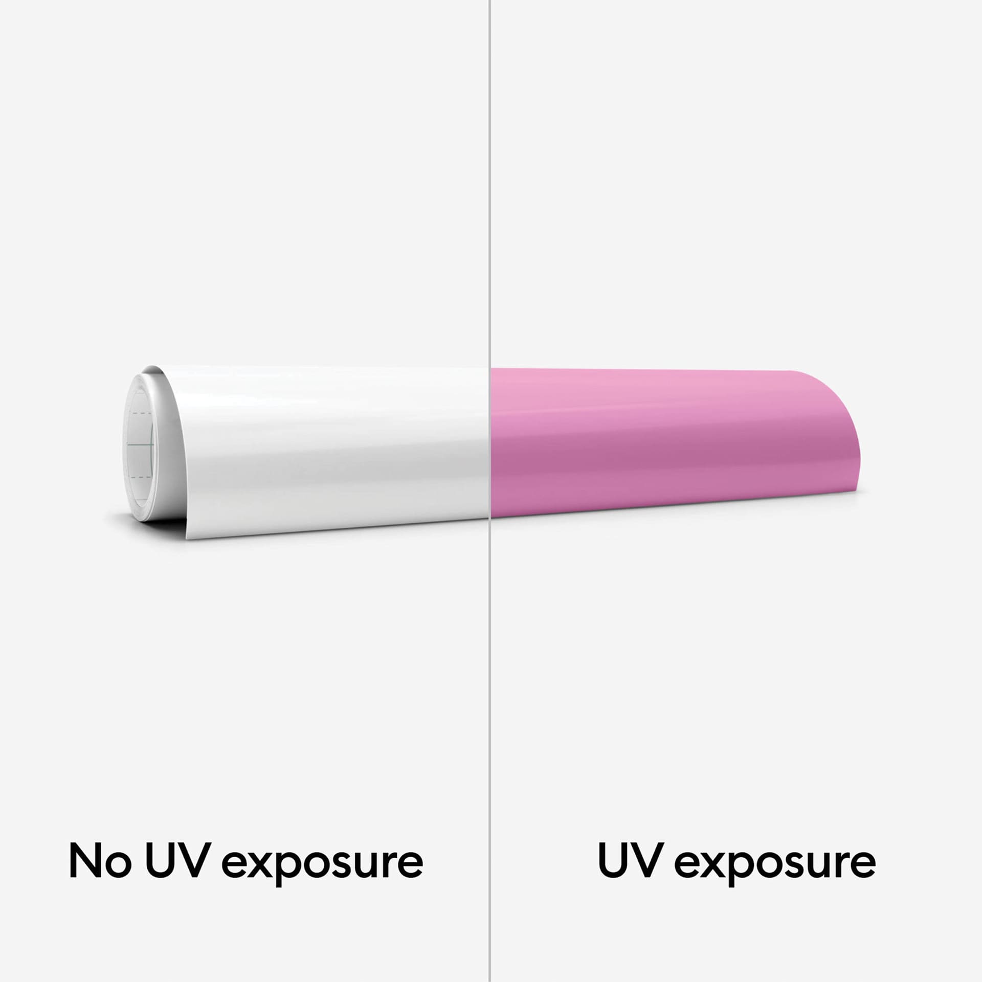 Cricut UV Color Changing Iron-On Vinyl - Pink, comparison of sun exposure