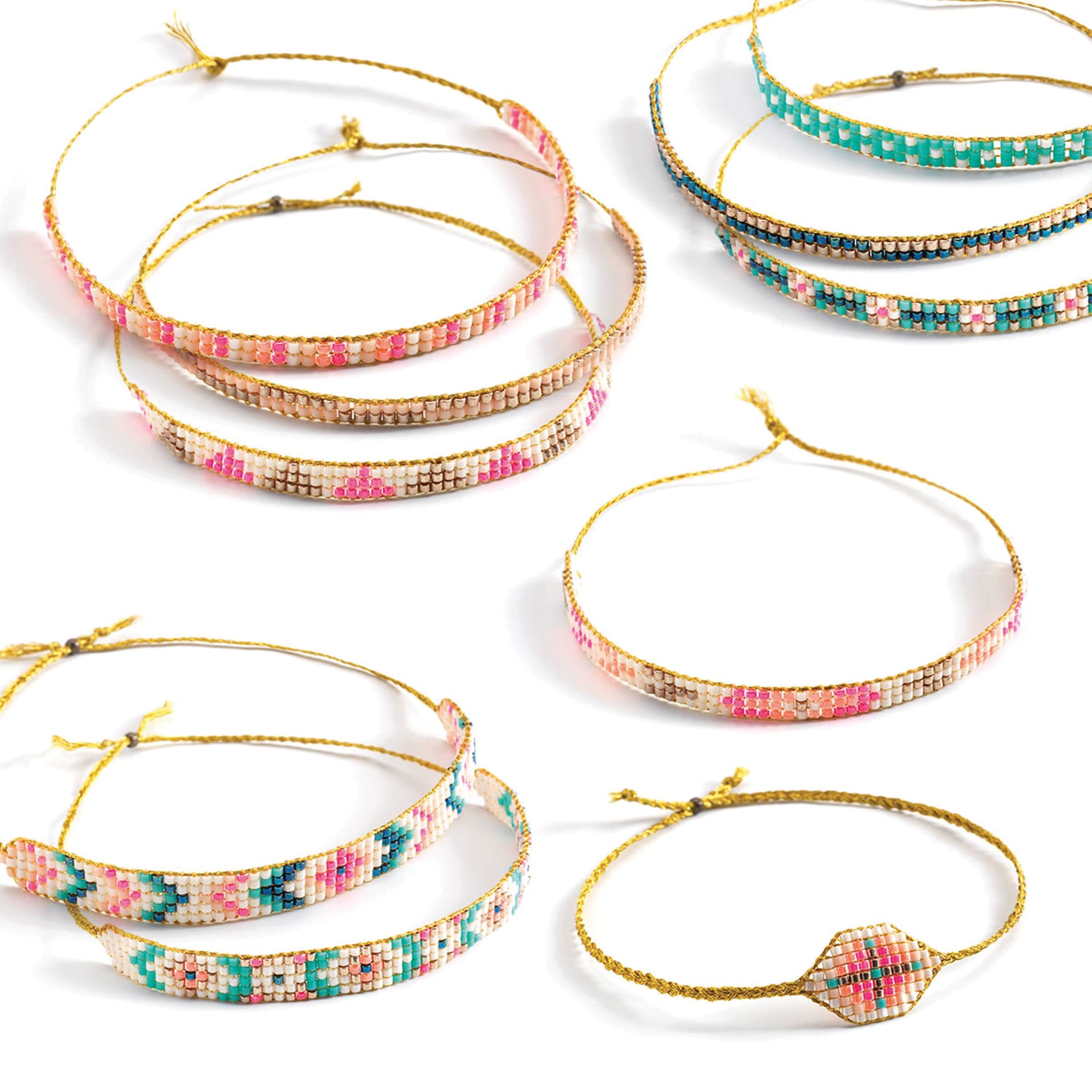 Djeco Tiny Beads Jewelry Craft Kit finished bracelet examples