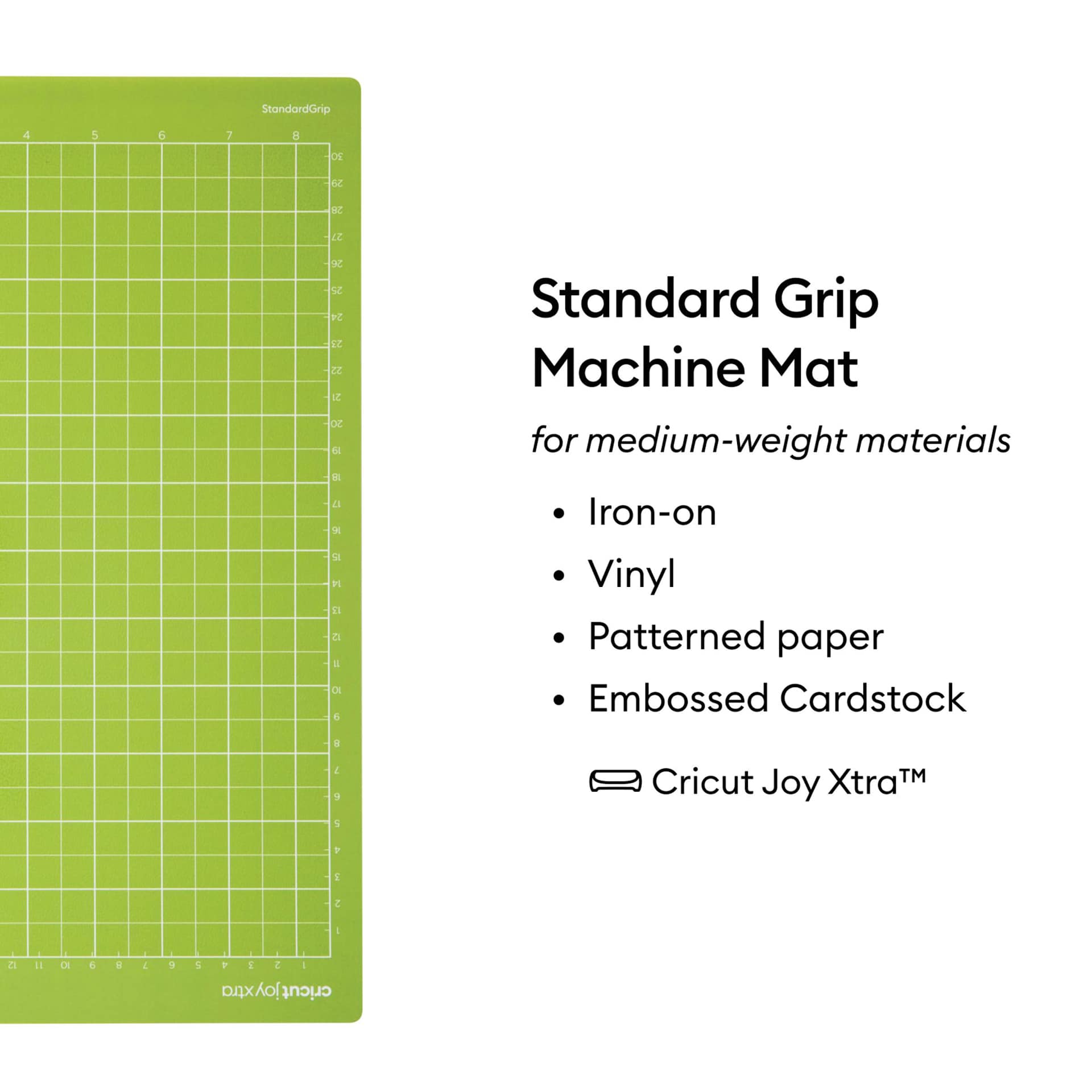 Cricut Joy Xtra Adhesive Cutting Mat - Standard Grip, 8-1/2" x 12" medium-weight materials list