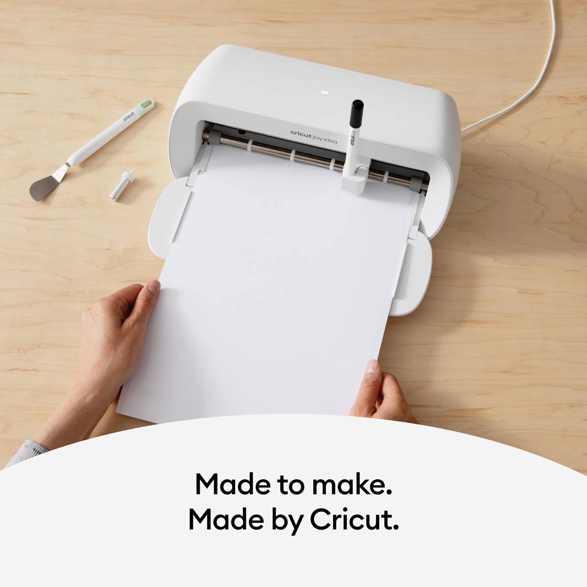 Cricut Joy Xtra Permanent Smart Label Writable Vinyl Sheets in use with Cricut Joy Xtra (not included)