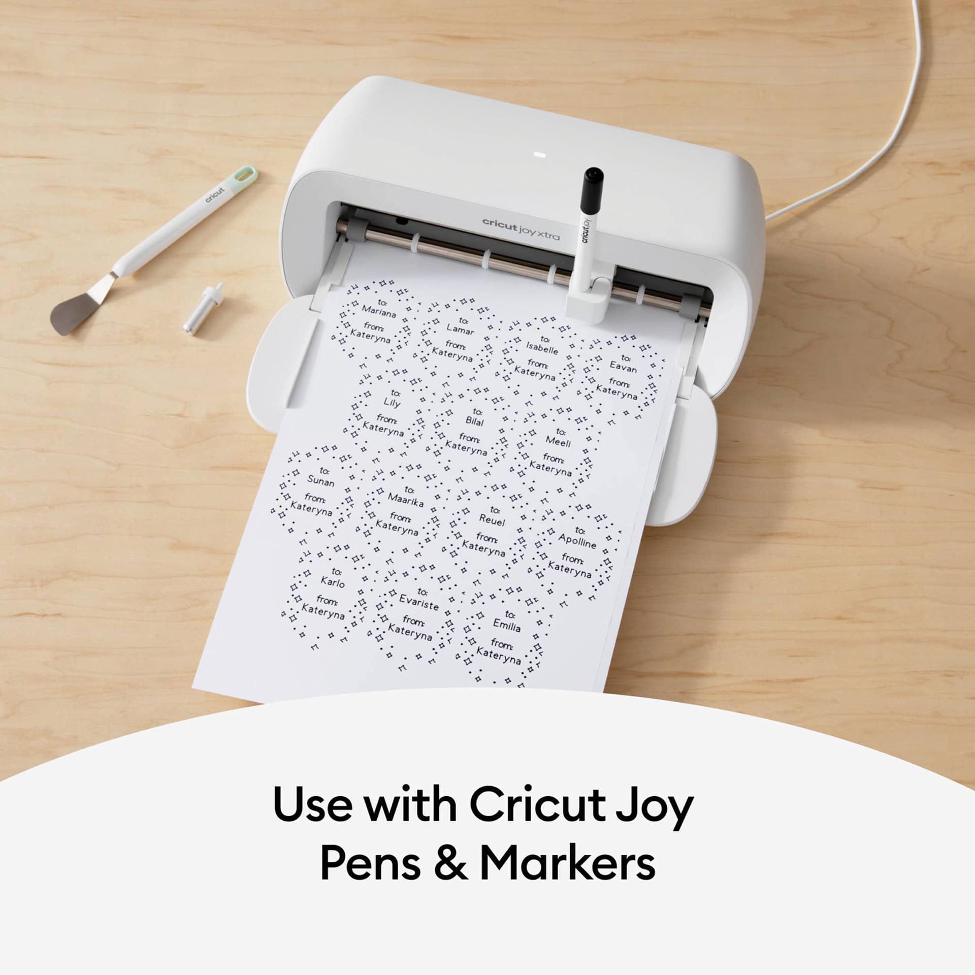 Cricut Joy Xtra Permanent Smart Label Writable Vinyl Sheets in use with Cricut Permanent Marker (not included)